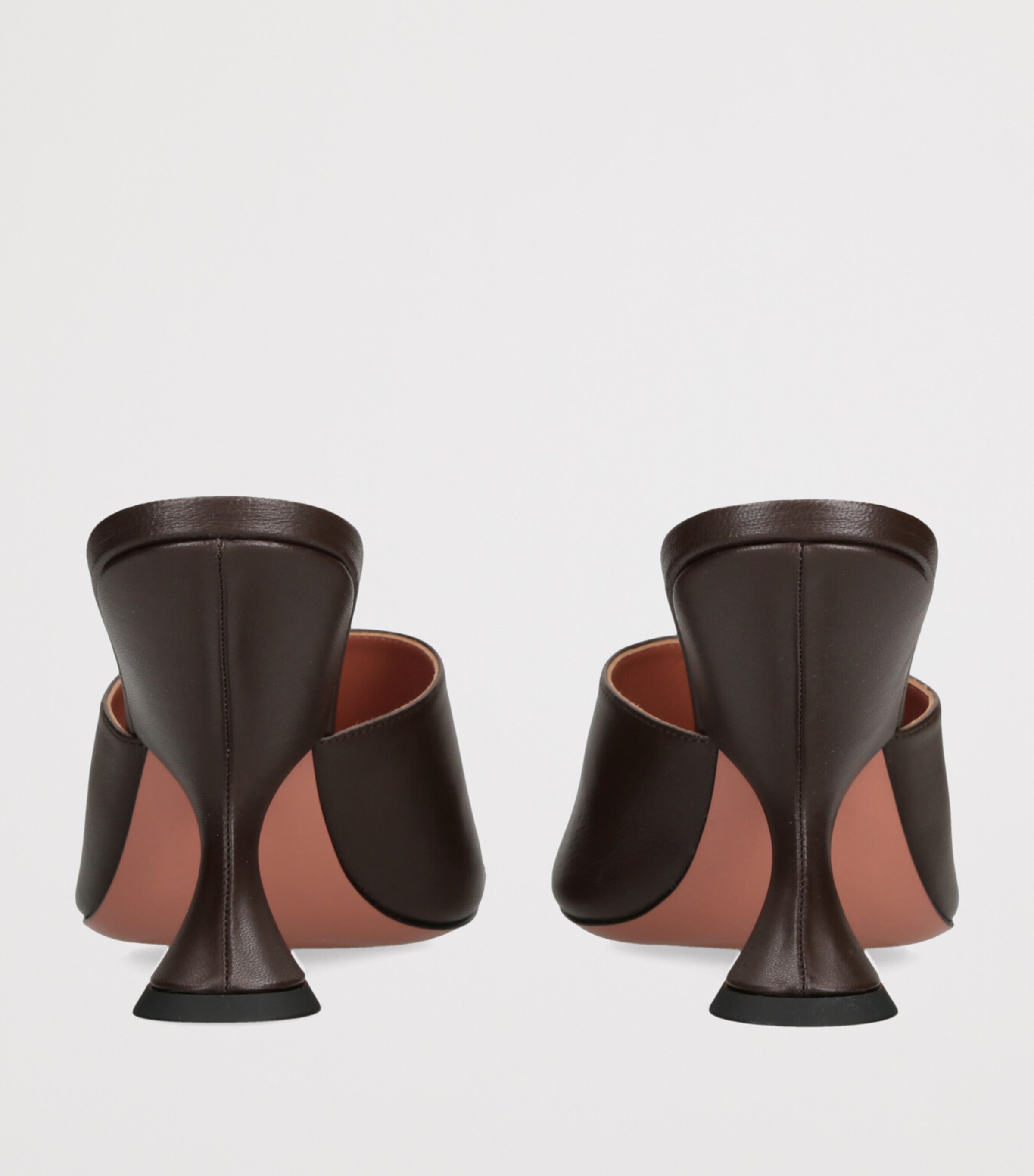 Amina Muaddi Leather Taylor Heeled Mules 90 Dark Brown Image 2