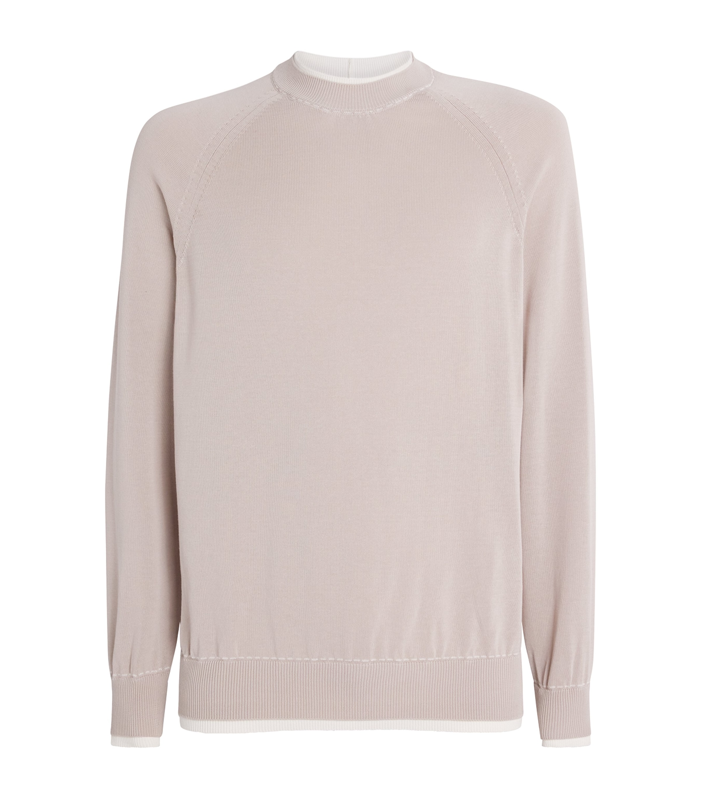 Eleventy Mens Cotton Sweater Sabbia E Bianco Image 1