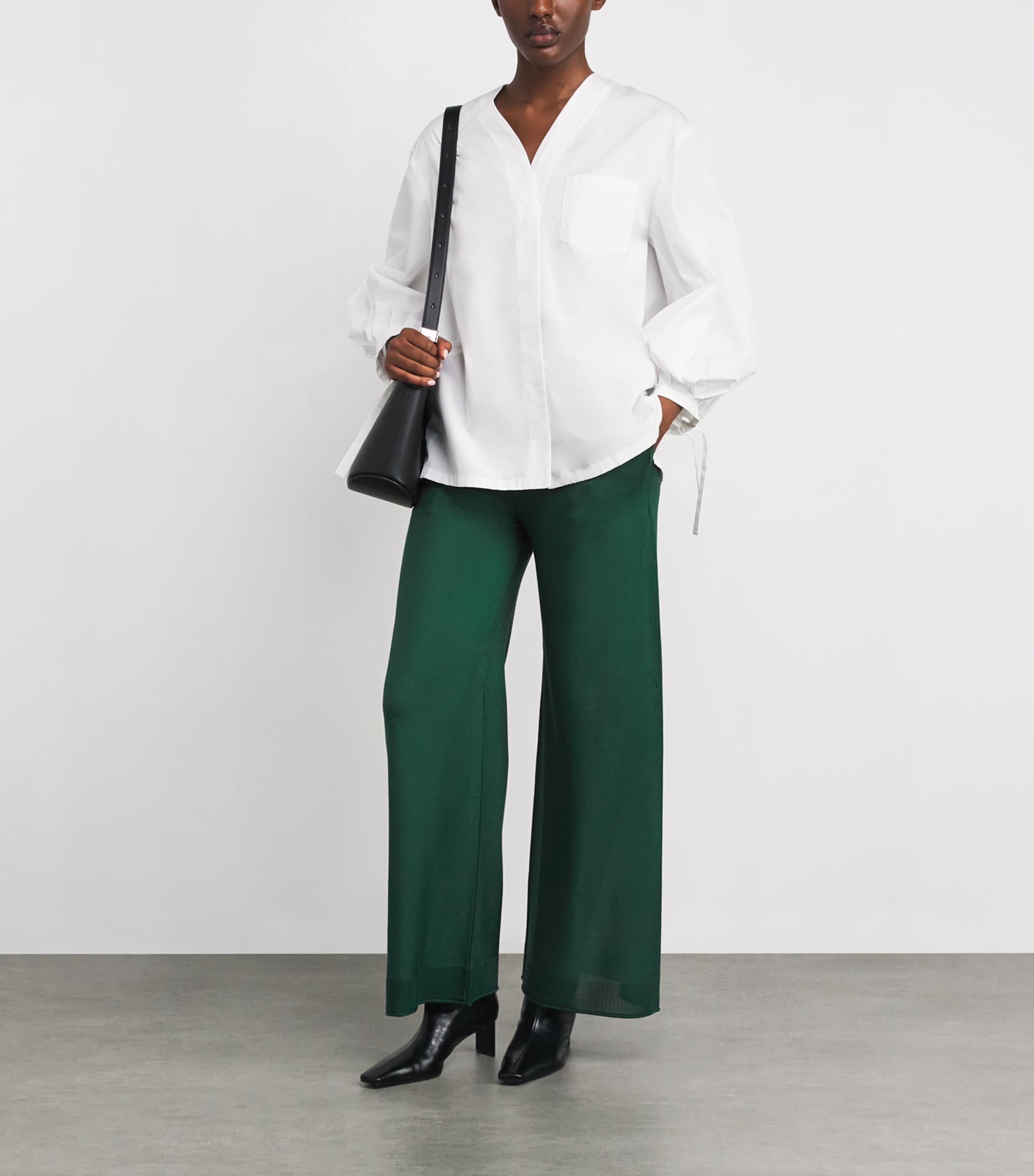 Knitted Wide-Leg Trousers EMERALD Image 2