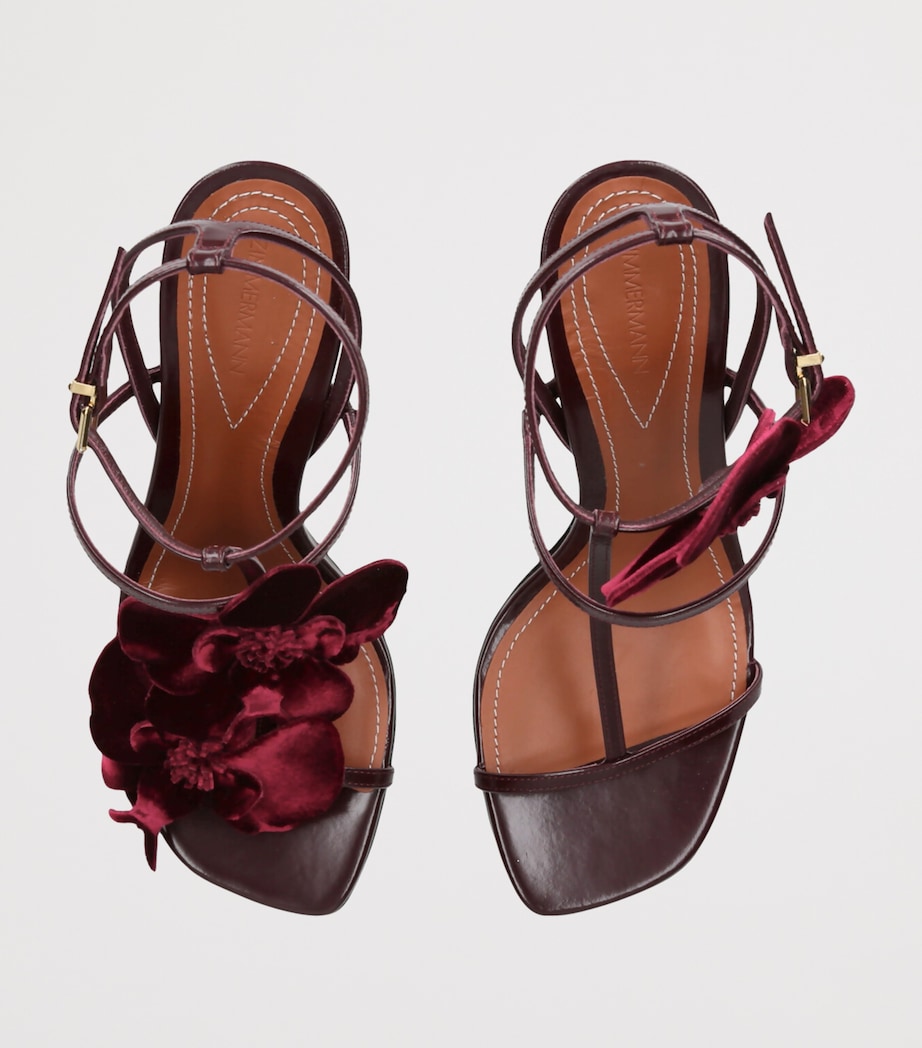 Leather Orchid Heeled Sandals 85 RED/DARK Image 4