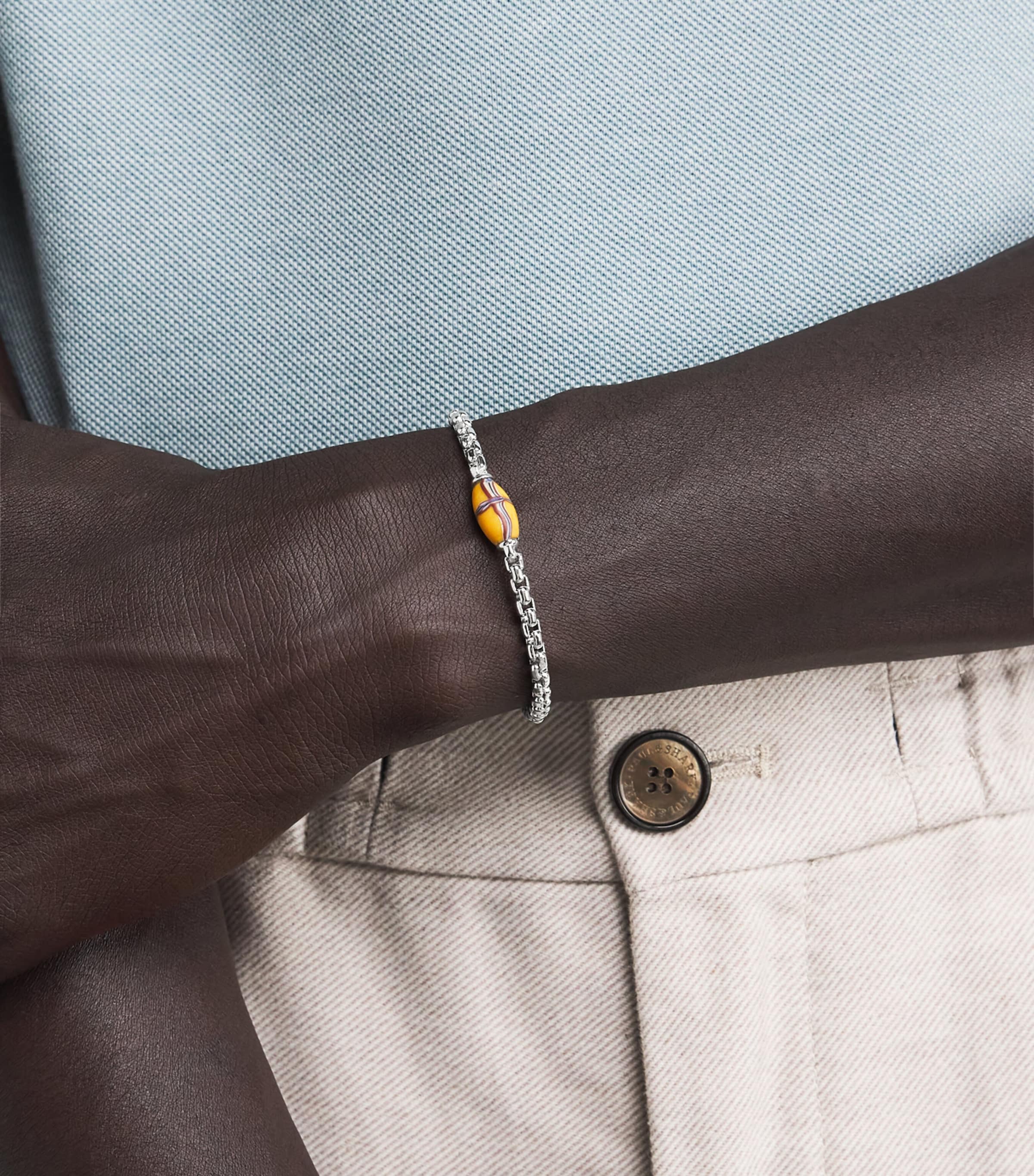 Sterling Silver French Cross Chain Bracelet YELLOW Image 5