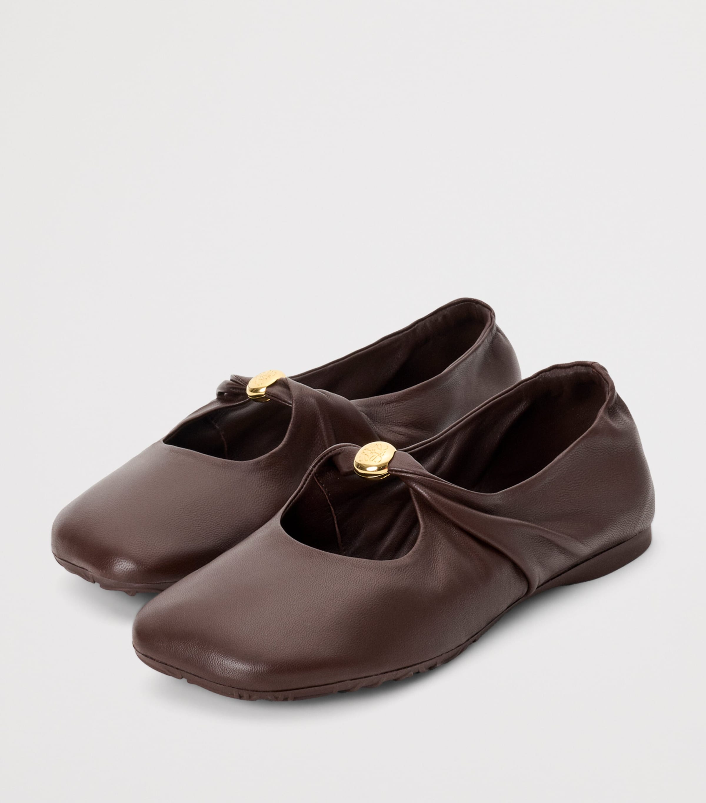 LOEWE Leather Pebble Soft Ballet Flats Brownie Image 3