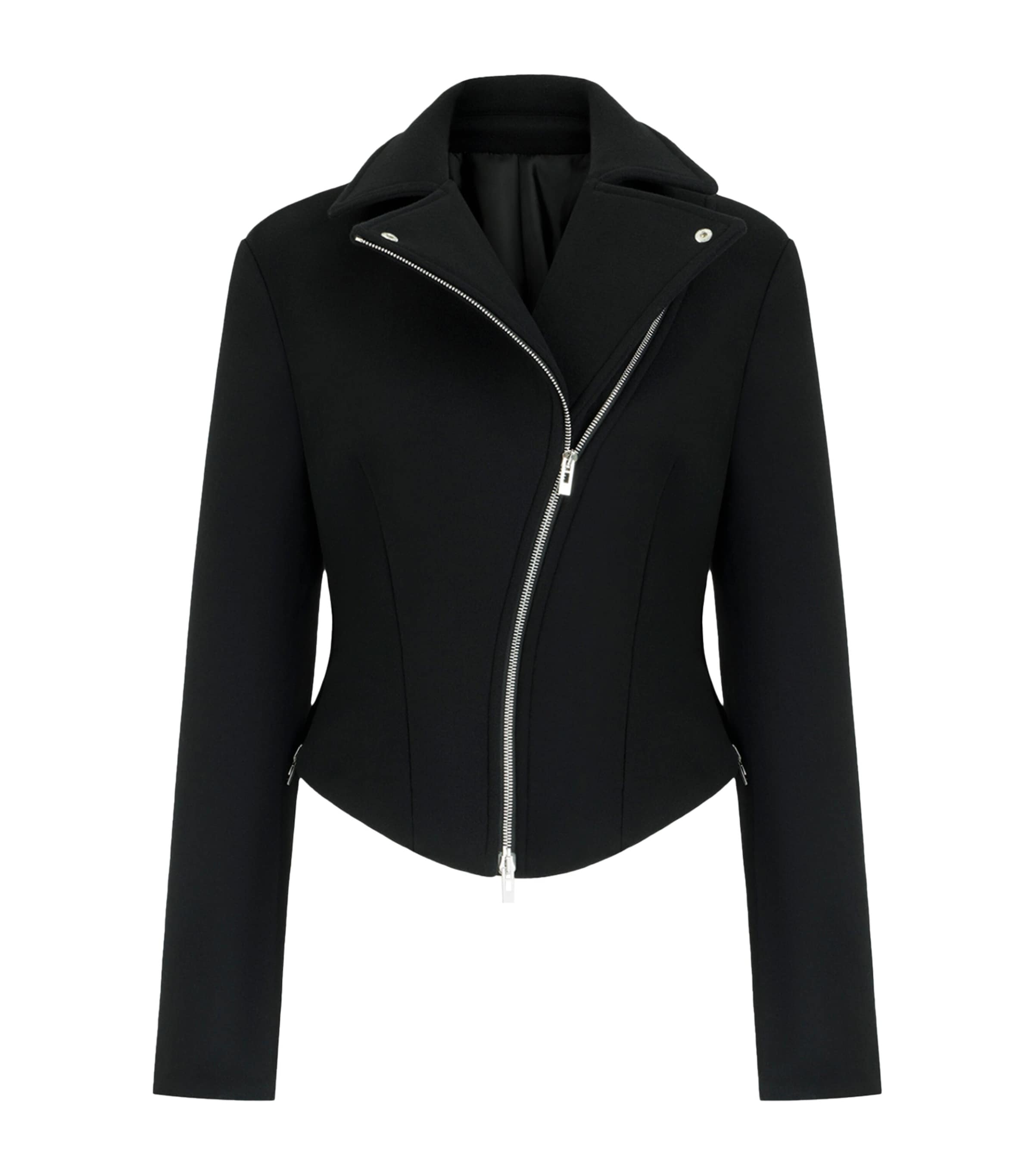 Alaïa Womens Double-Faced Wool Biker Jacket Black Image 2