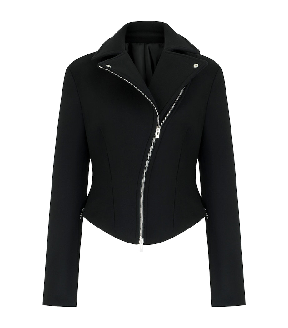 Alaïa Womens Double-Faced Wool Biker Jacket Black Image 2
