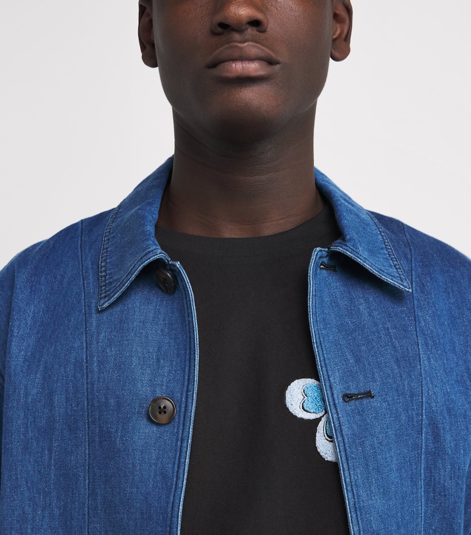 Cotton Floral Embroidered T-Shirt BLACK Image 6