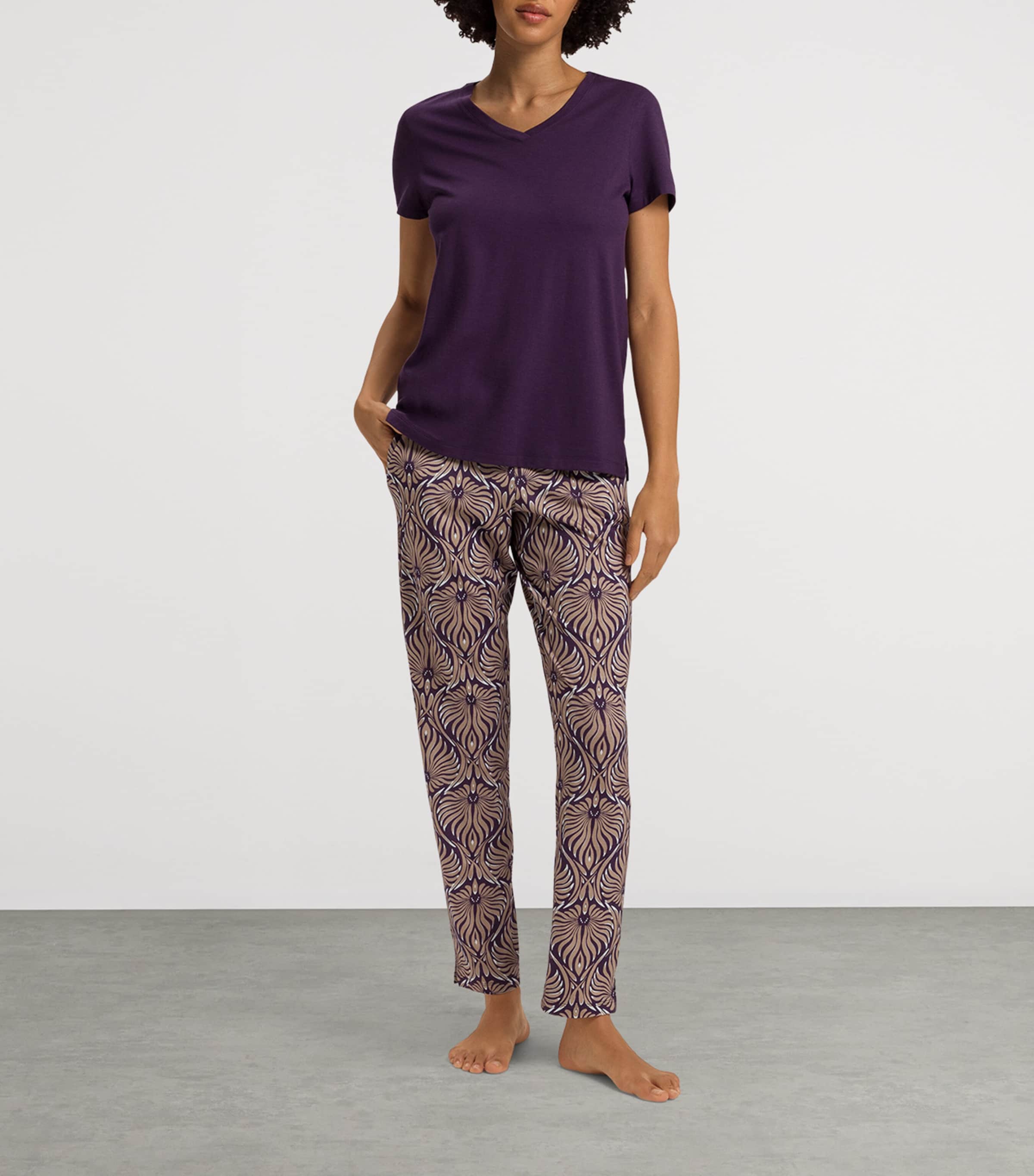 Cotton-Blend Pyjama Trousers AMETHYST DAMASK Image 5