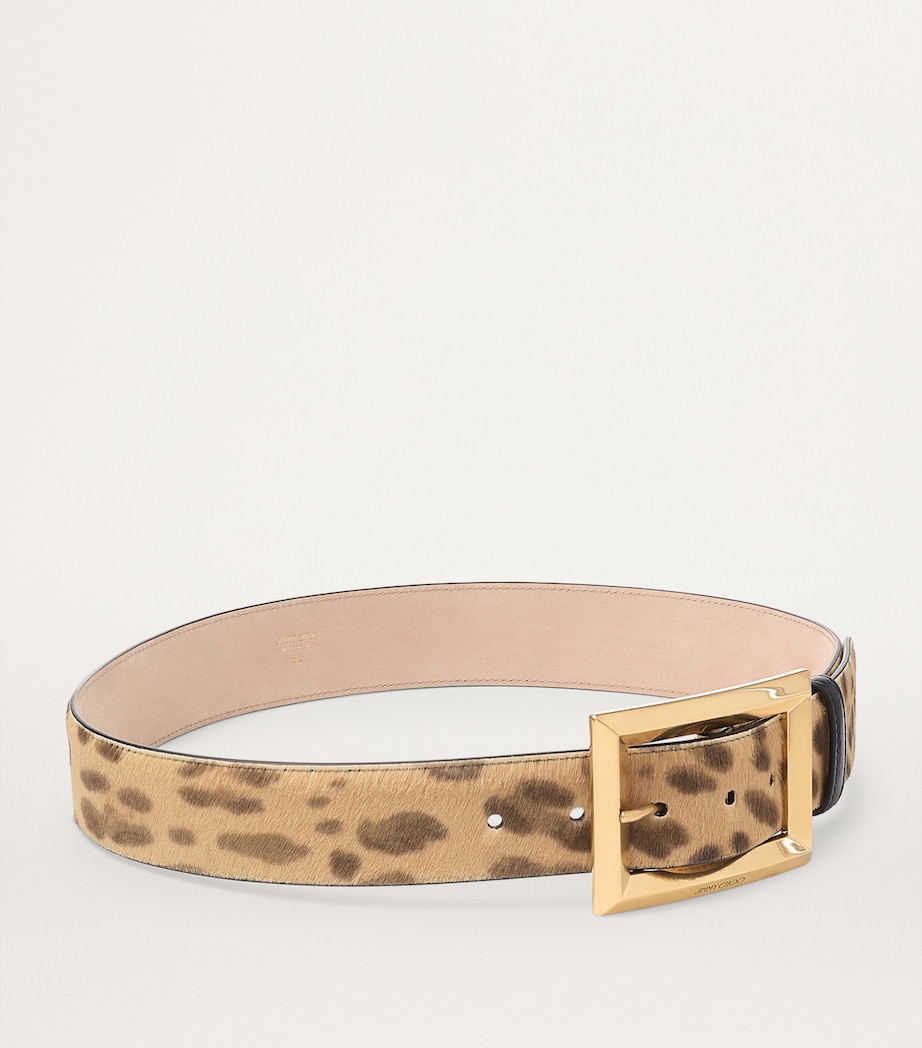Leather Leopard Print Arlie Belt NATURAL/GOLD Image 3