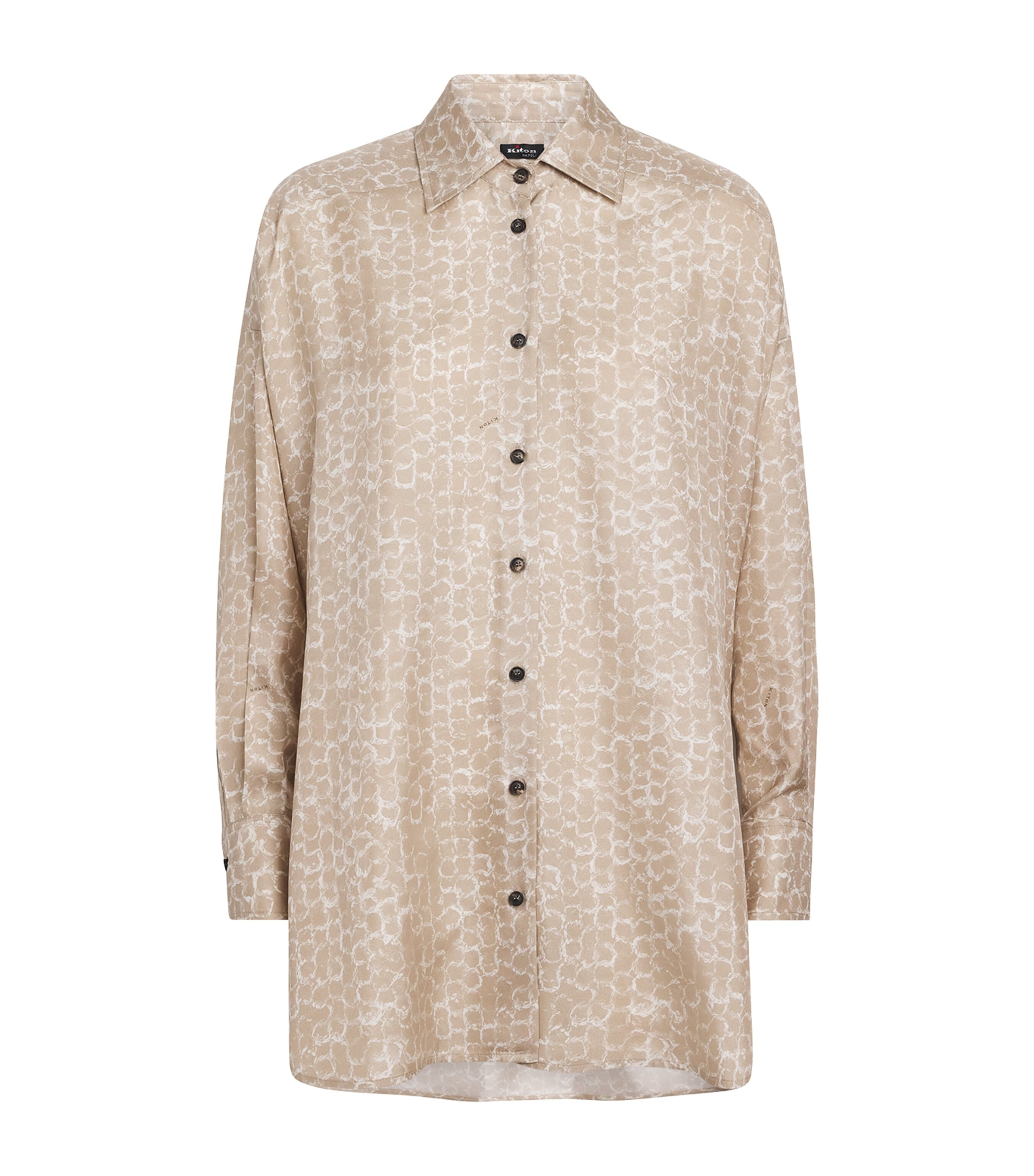 Kiton Womens Silk Printed Shirt Light Beige Print Image 1