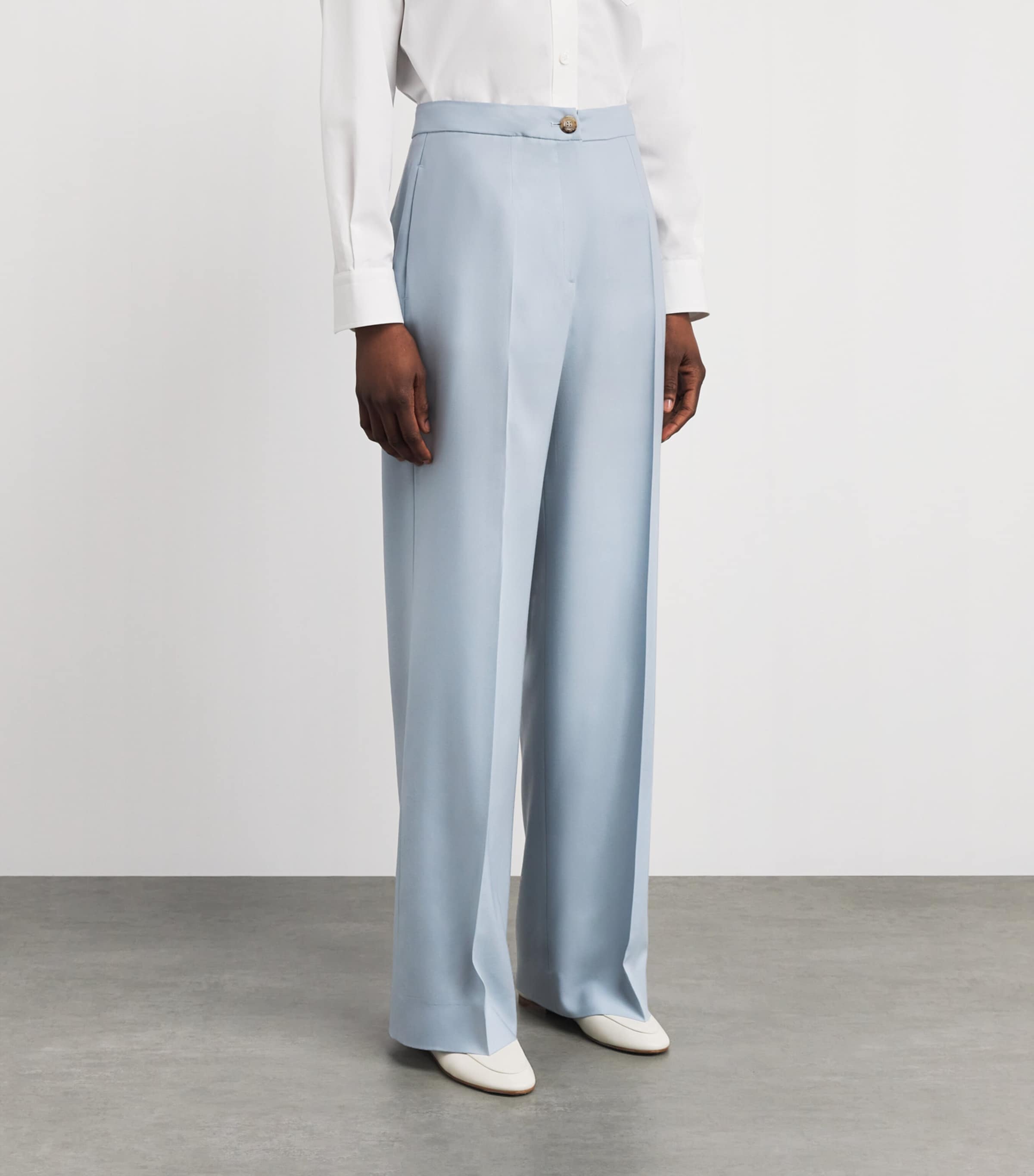 Colombo Womens Cashmere Wide-Leg Trousers Light Blue Image 4