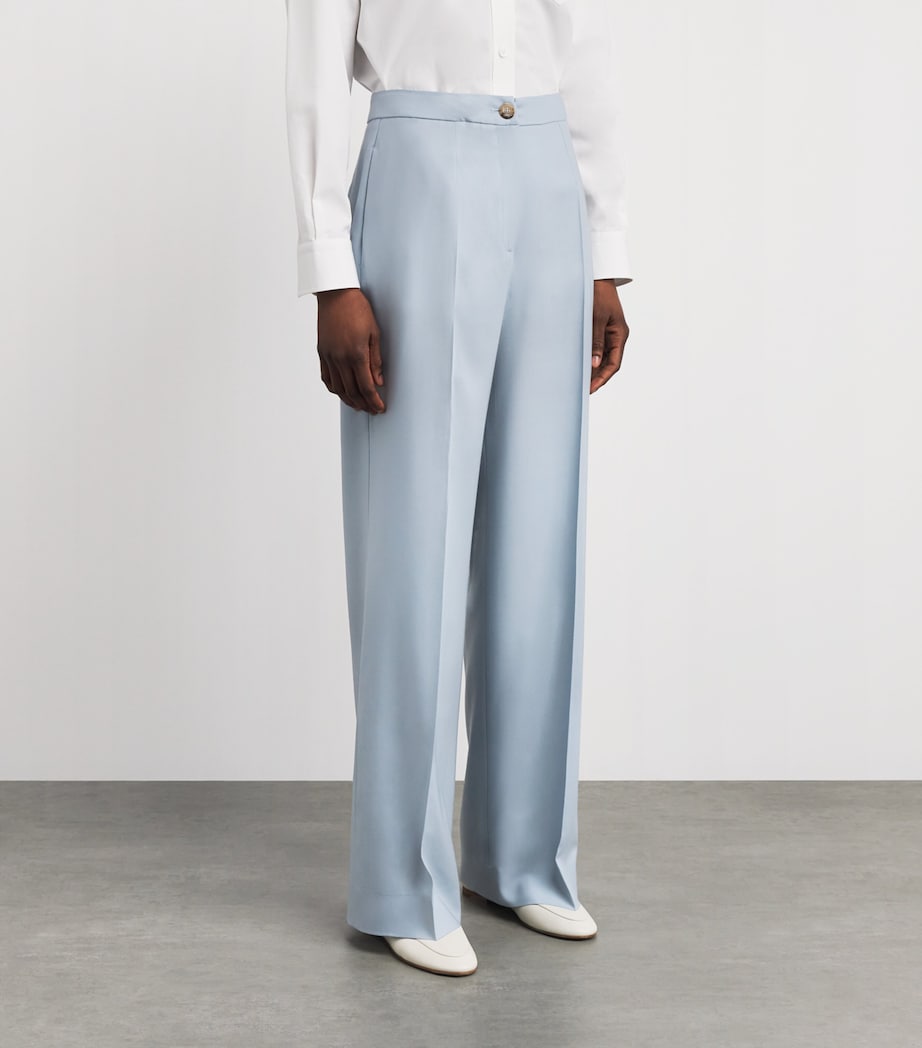 Colombo Womens Cashmere Wide-Leg Trousers Light Blue Image 4
