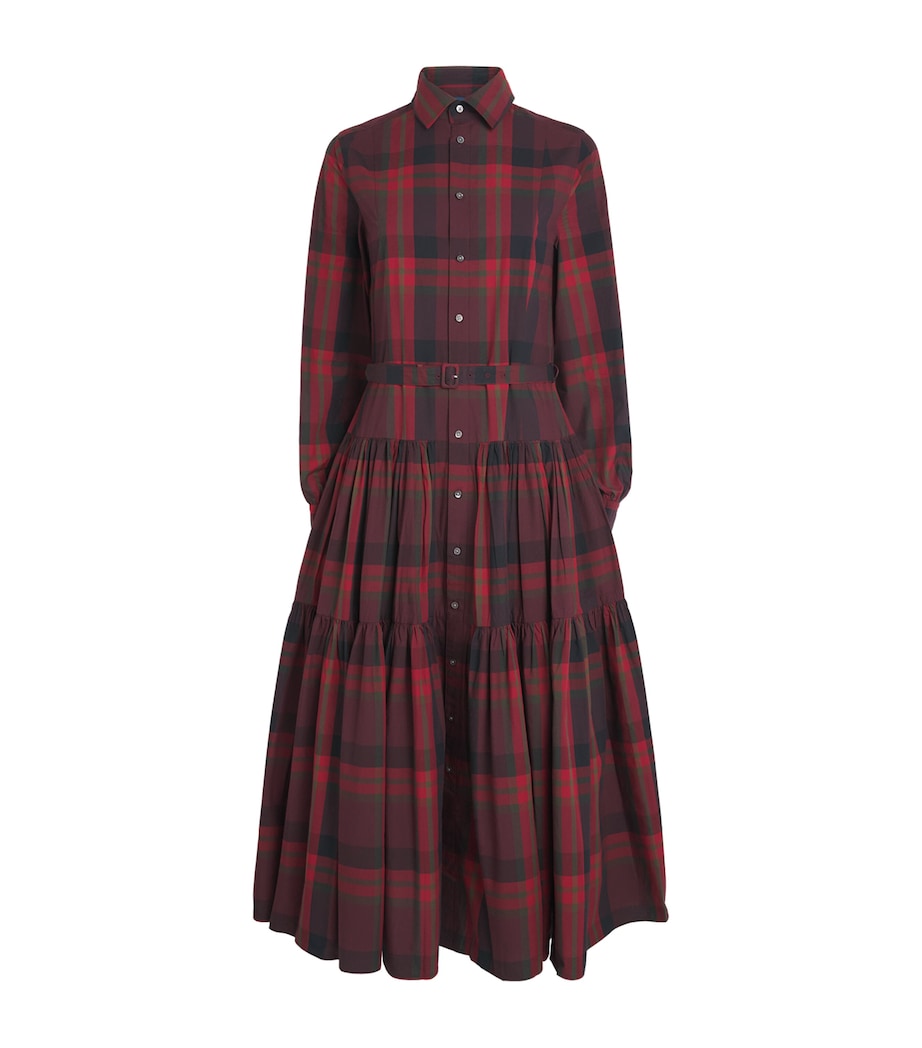 Cotton Check Midi Dress RED Image 1