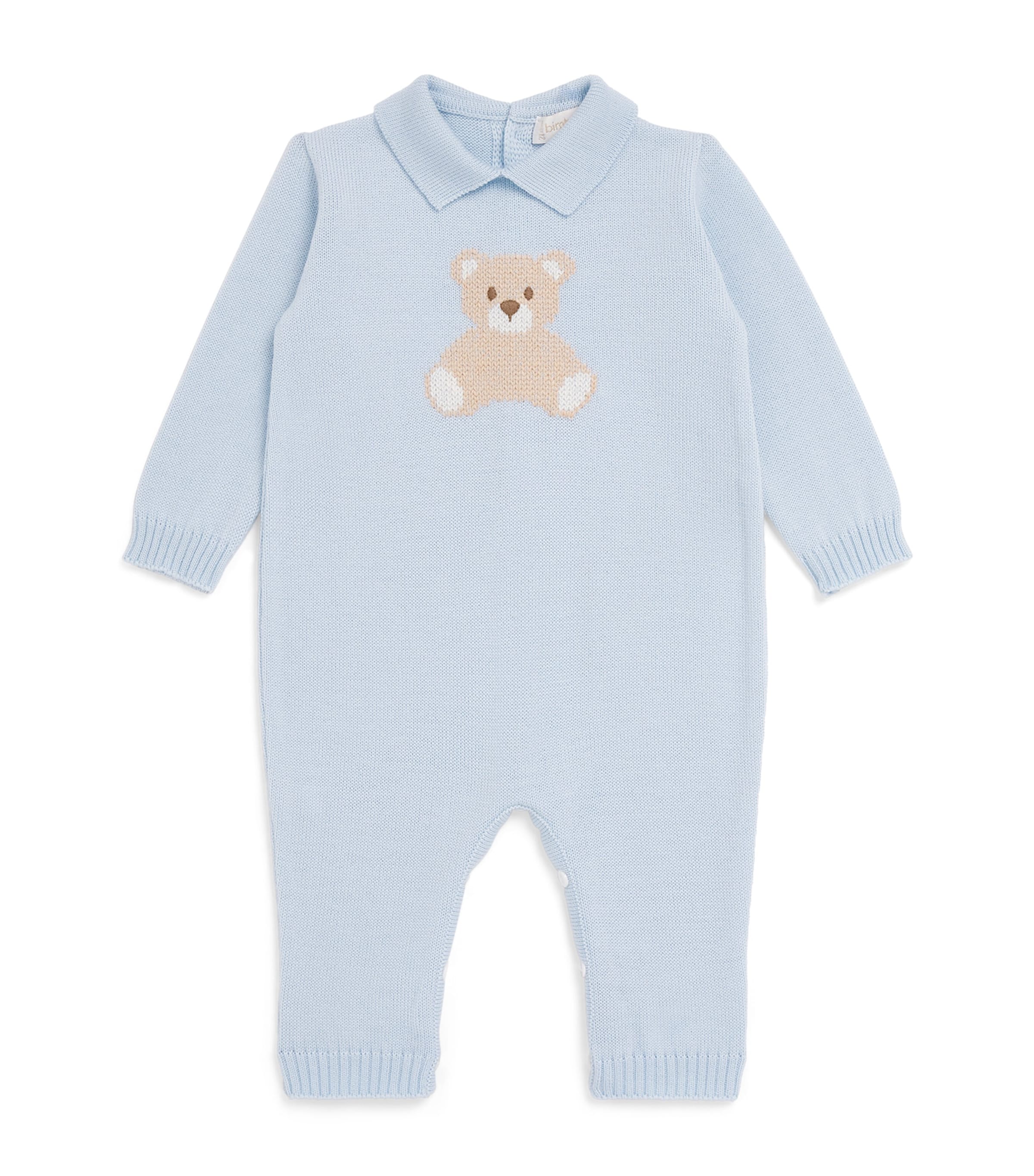Bimbalo Wool Teddy Bear All-In-One (1-18 Months) Pale Blue Image 1