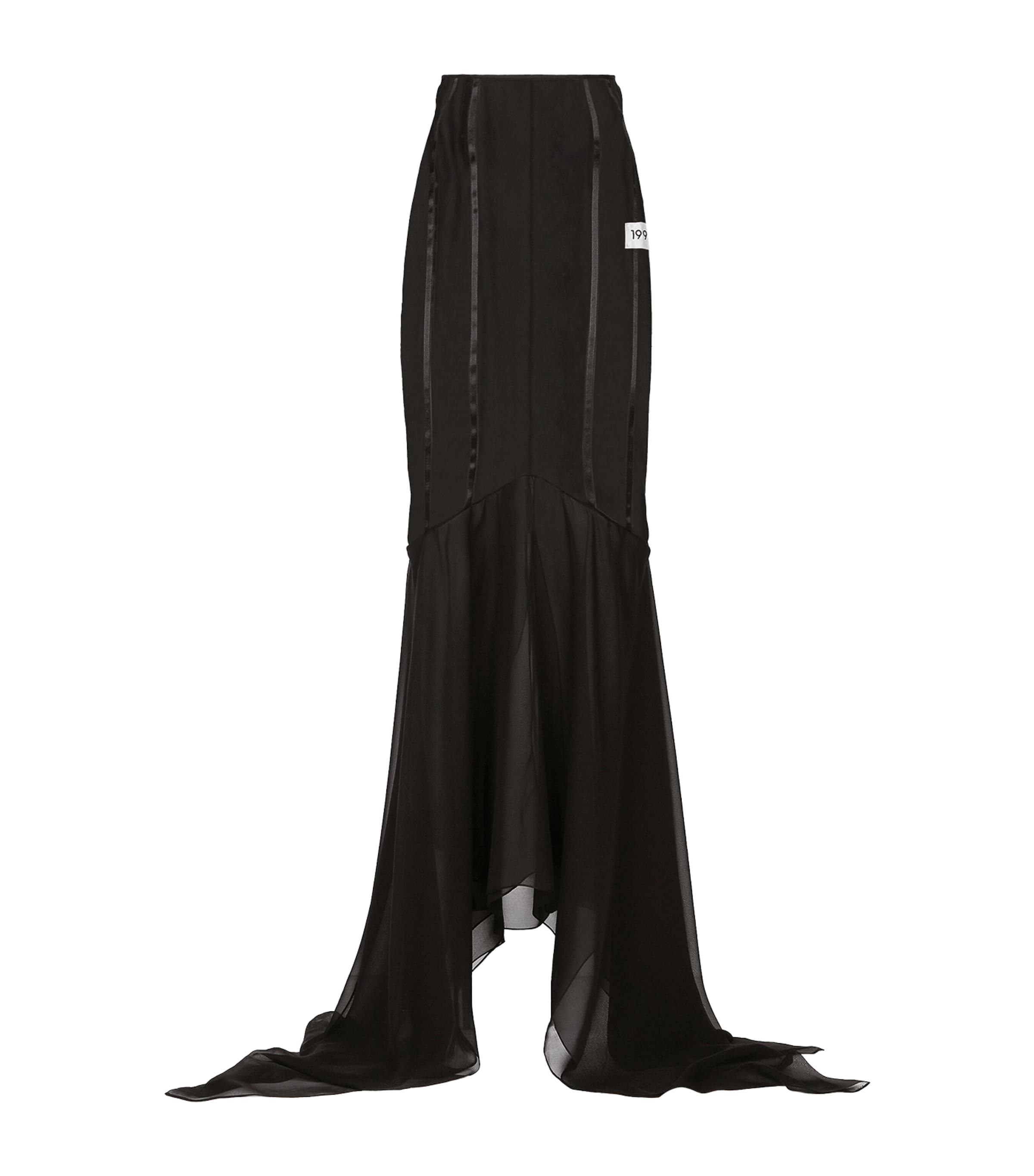 Silk-Blend Black Sicily Ruffle Maxi Skirt N0000-BLACK Image 1