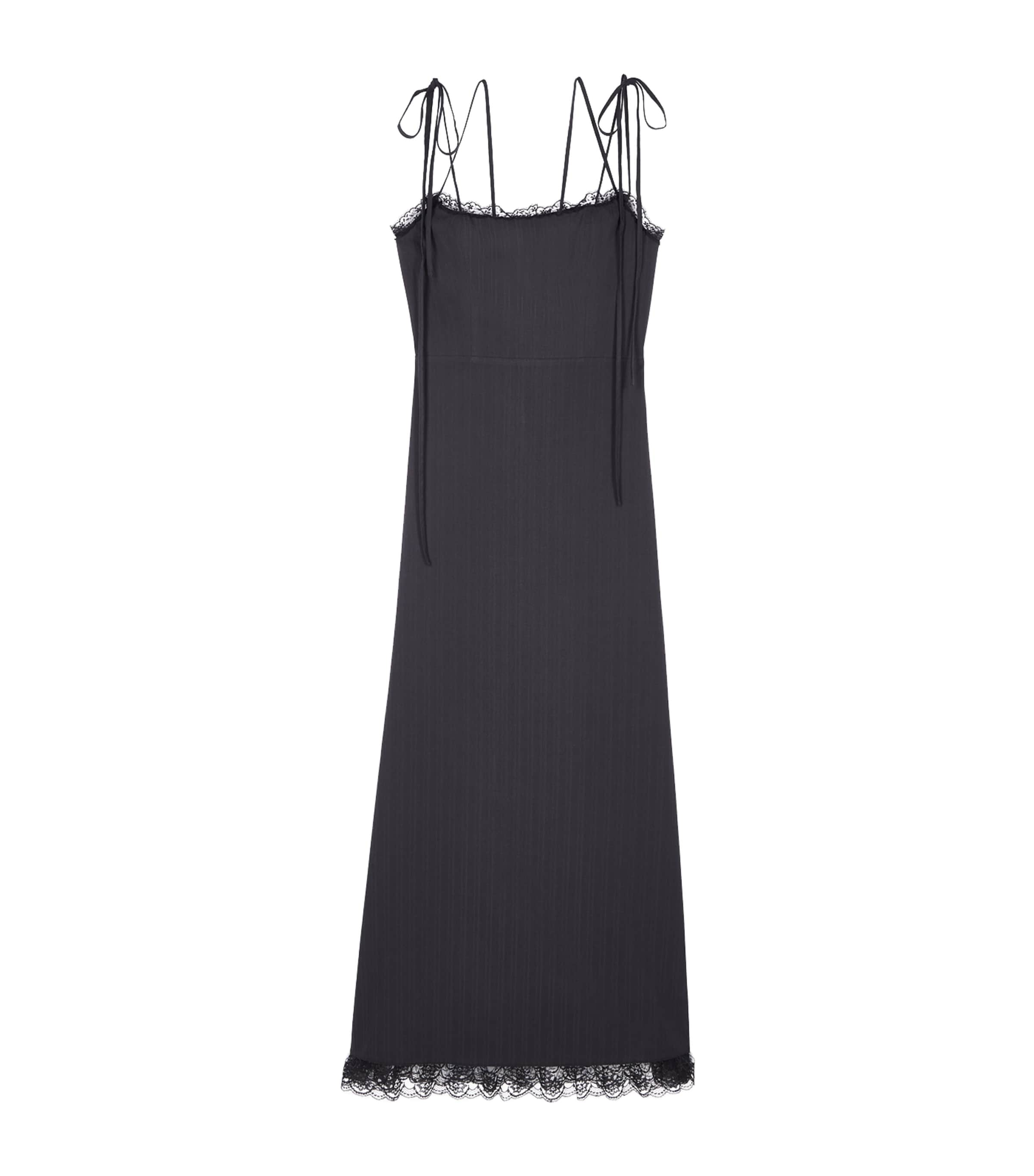 The Kooples Lace-trim Maxi Dress In Black