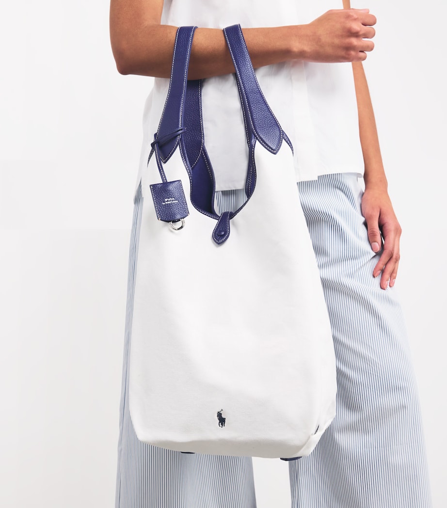 Polo Ralph Lauren Large Leather Polo Play Tote Bag White Mu Image 5
