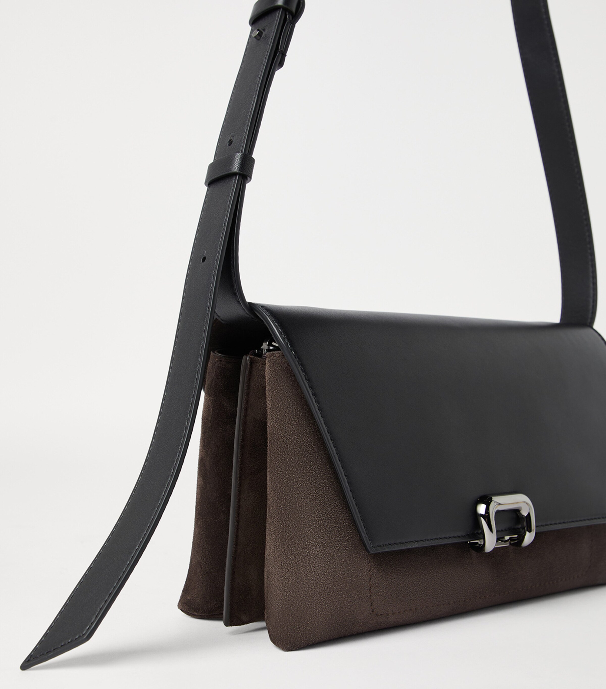 Suede and Leather Sartorial Cross-Body Bag C7284 Image 5