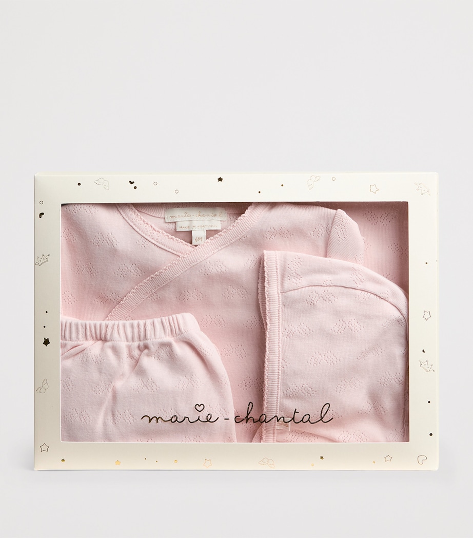 Cotton Araminta Angel Wing Pointelle Gift Set (0-6 Months) PINK Image 3