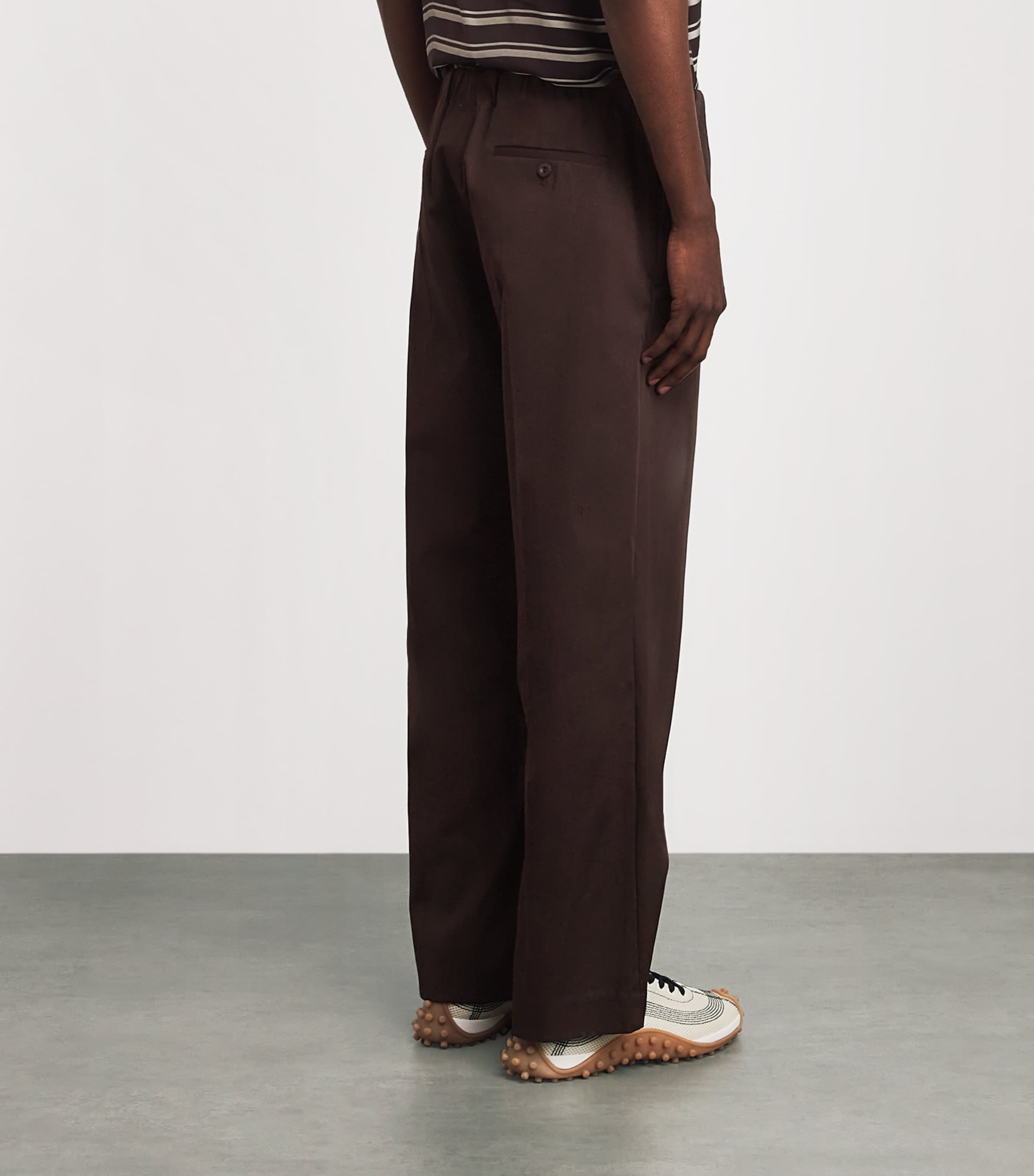Sandro Paris Mens Alpha Cotton Wide-Leg Trousers Chocolate Image 5