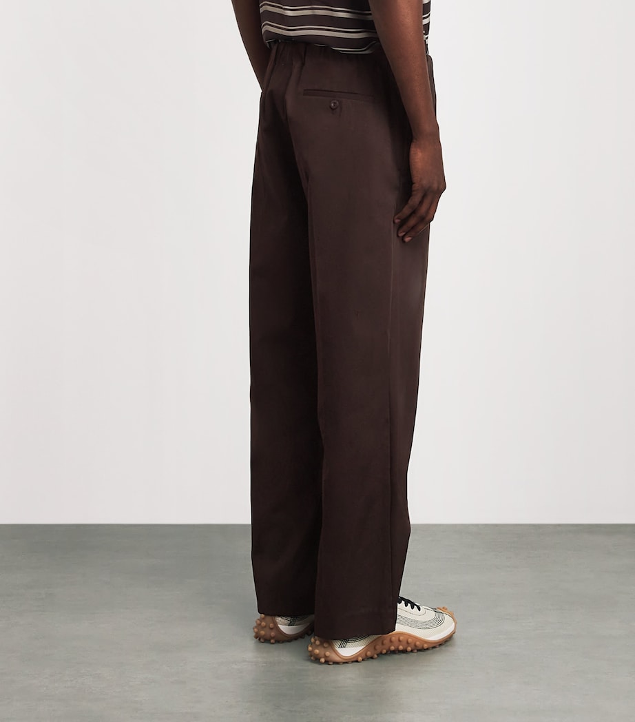 Sandro Paris Mens Alpha Cotton Wide-Leg Trousers Chocolate Image 5