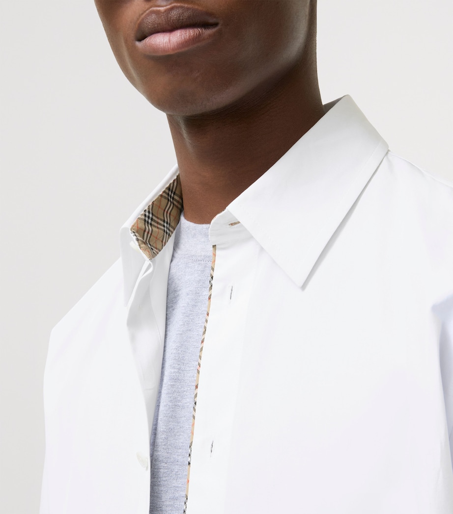 Burberry Mens Cotton Check-Piping Shirt Optic White Image 3