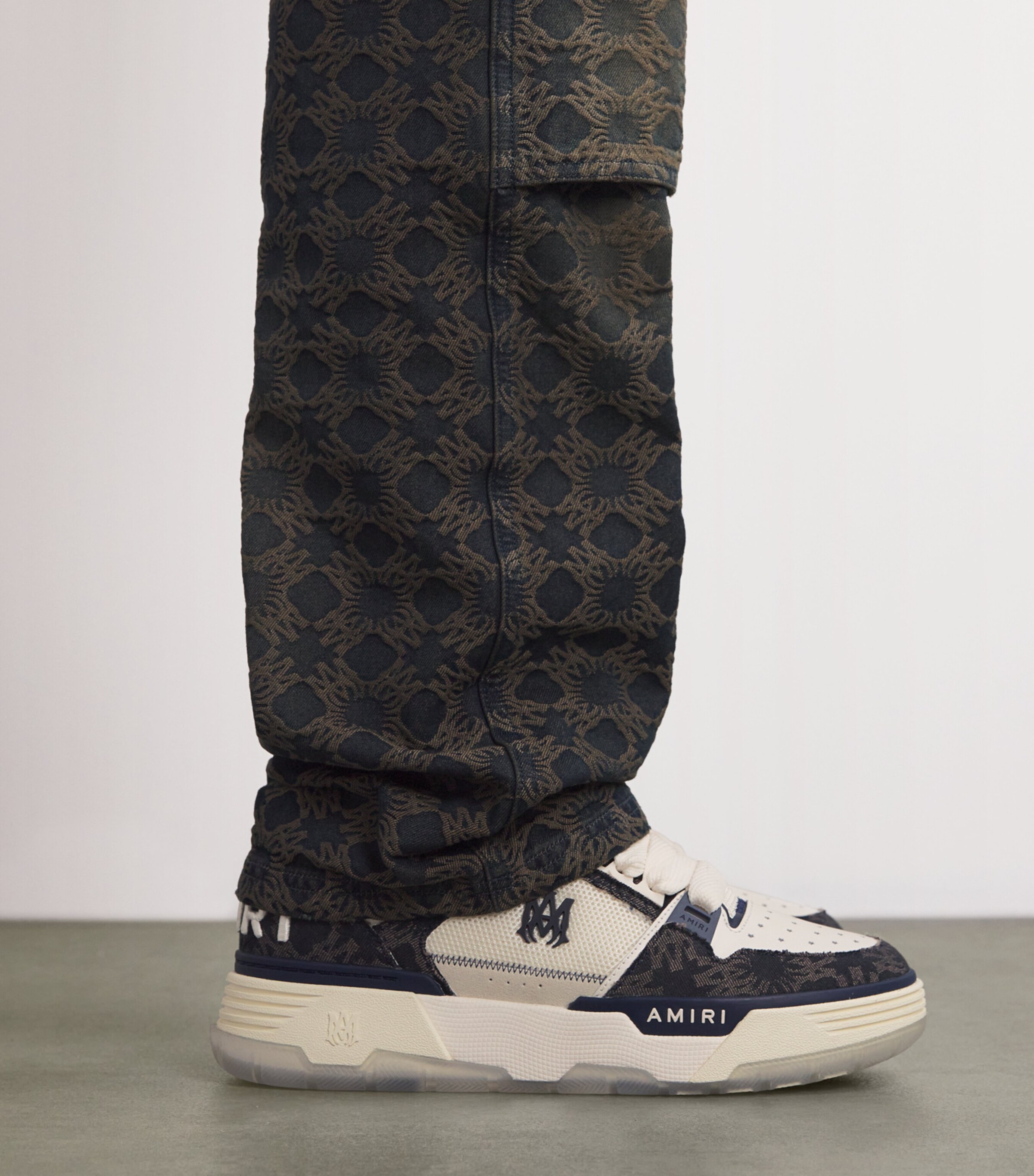 AMIRI Leather-Cotton MA-1 Sneakers Midnight Indigo Image 2