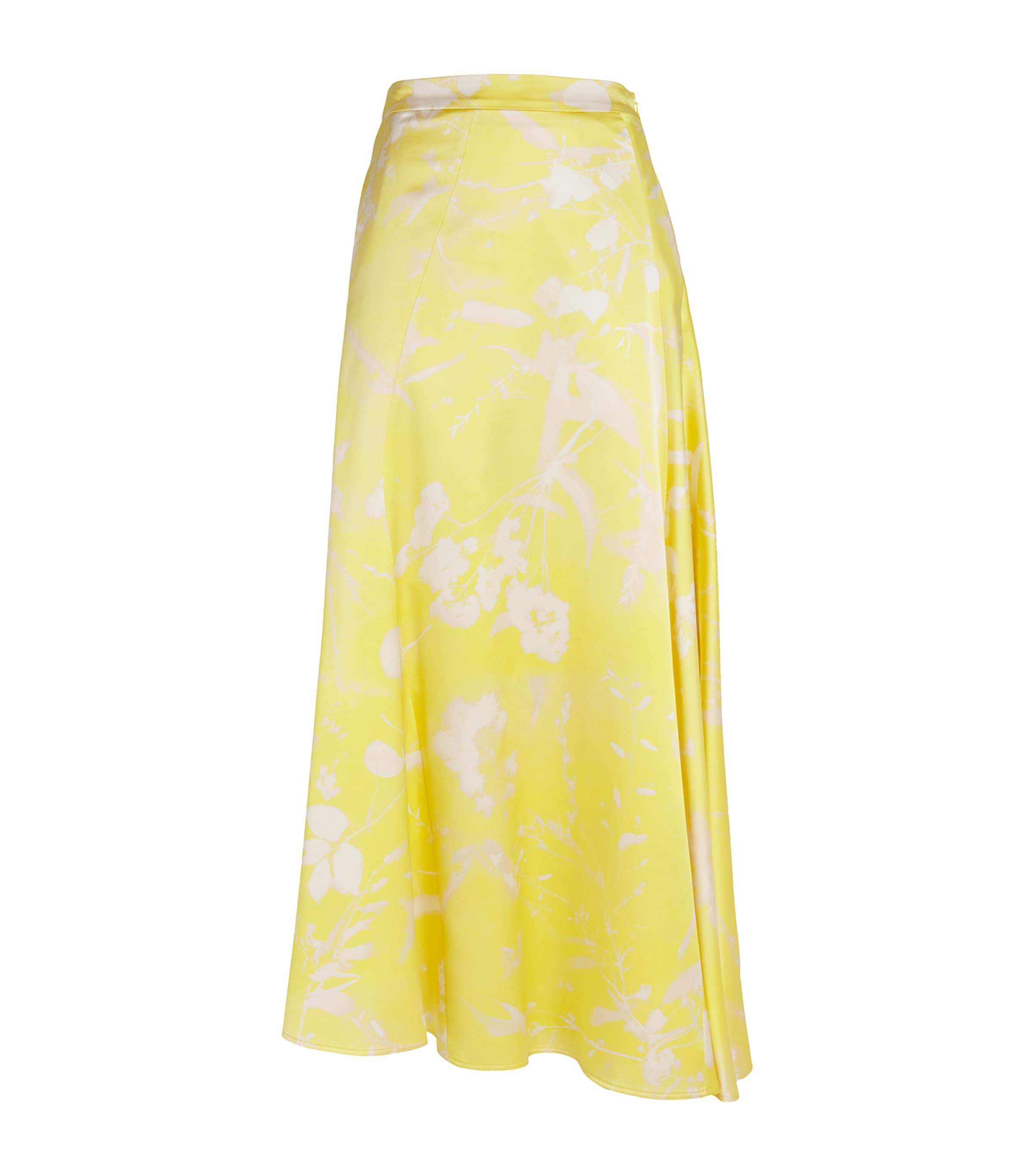 Shop Fabiana Filippi Silk Floral Midi Skirt In Yellow