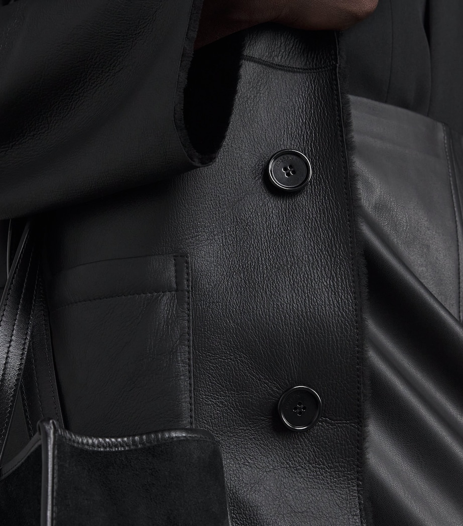 Reversible Shearling-Leather Britanny Coat BLACK Image 7