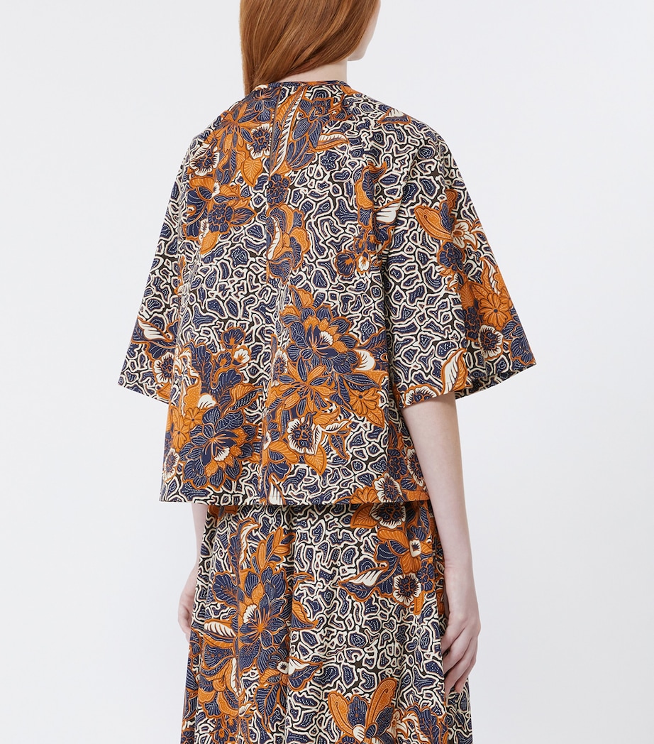 Weekend Max Mara Womens Cotton Floral Blouse Navy Image 4