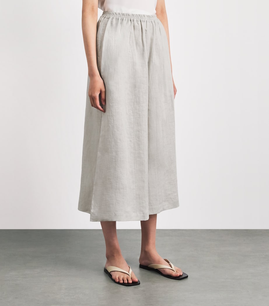 Eskandar Womens Linen Flared Culottes Silvertint Image 4