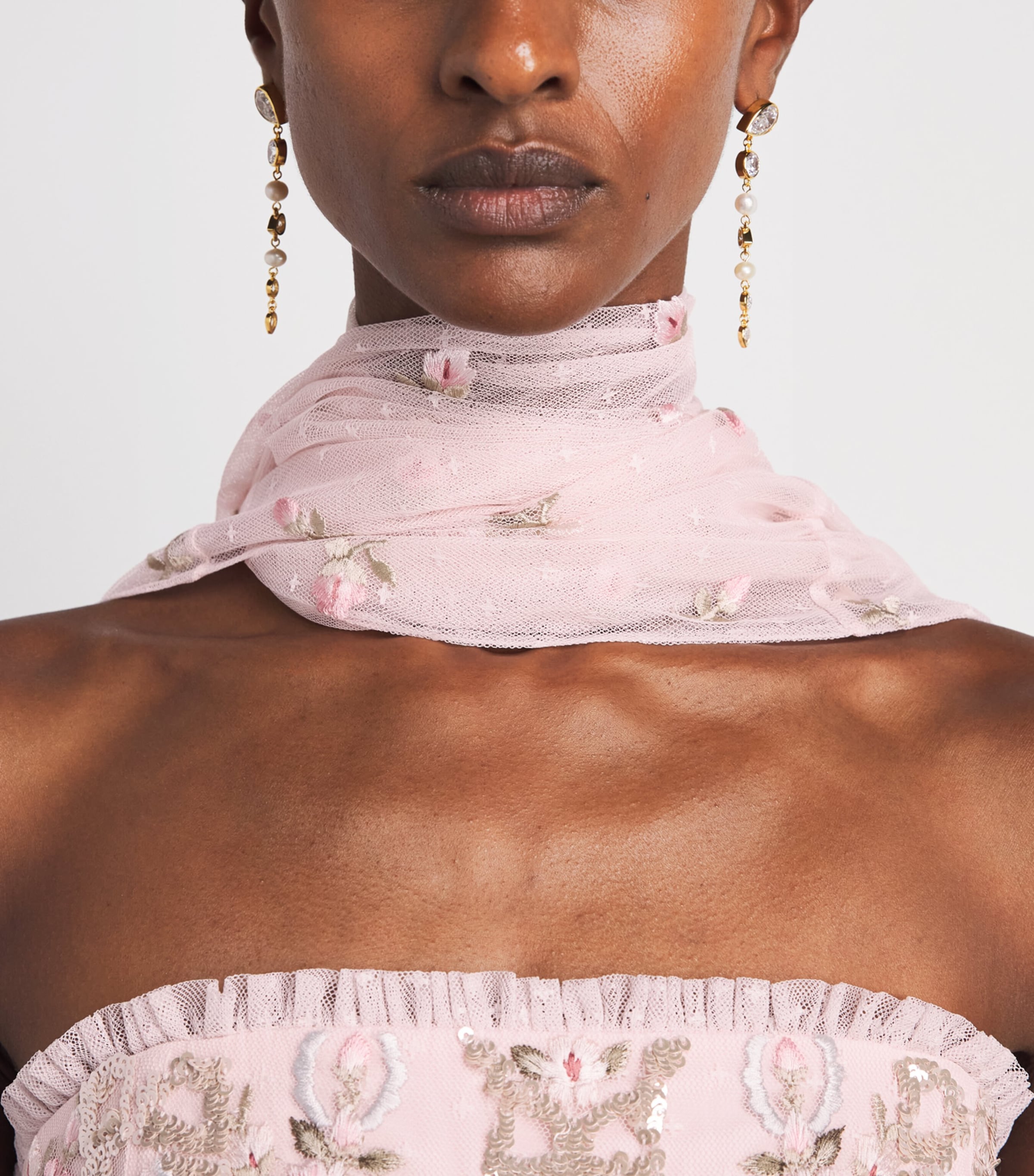 Needle & Thread Womens Lovers Lace Gown with Scarf Dusk Pink Image 3