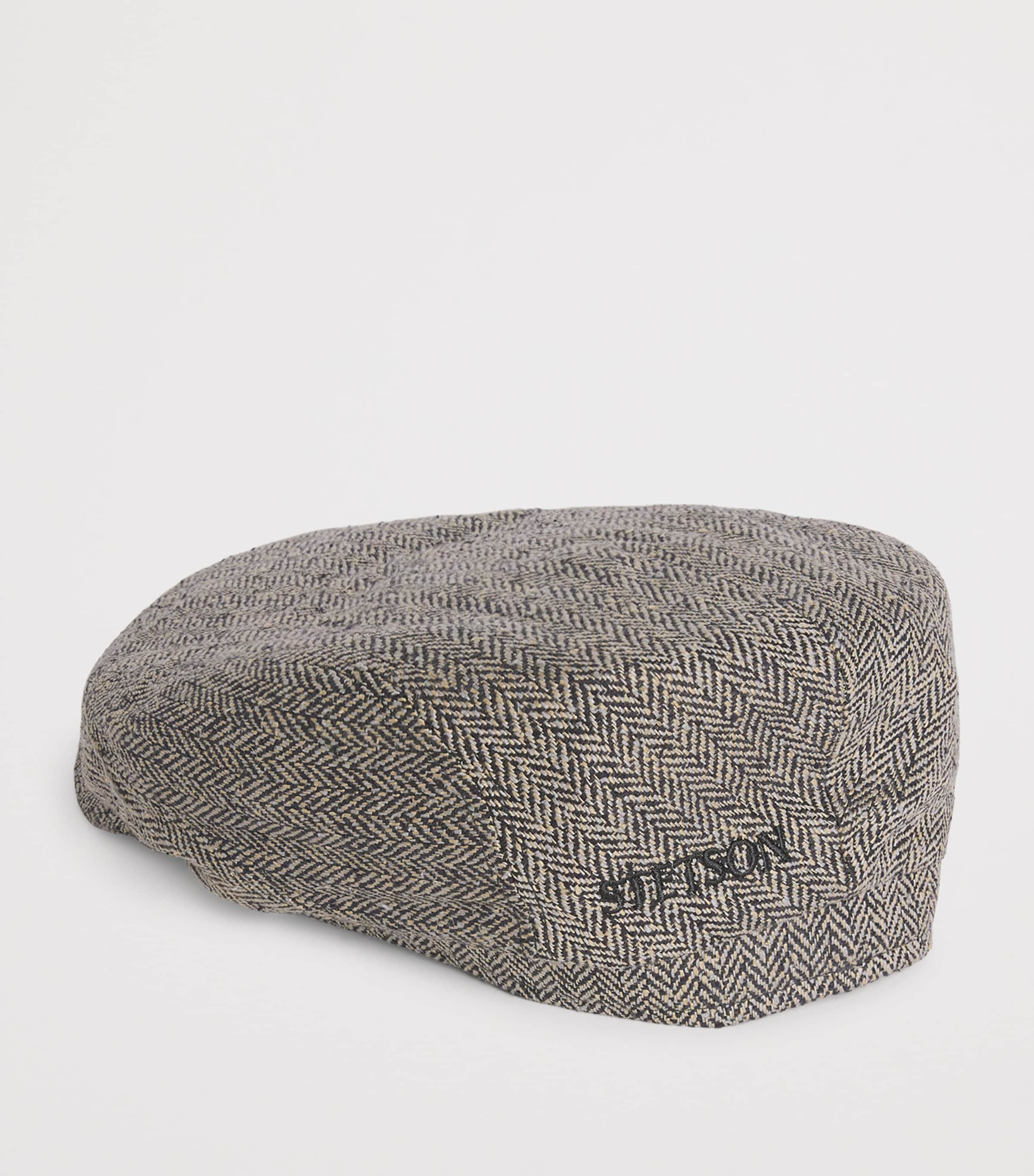 Silk Herringbone Flat Cap 316 - BLACK/BROWN Image 3