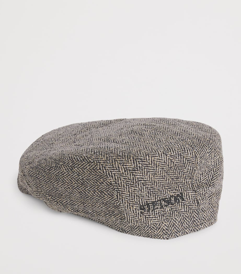 Silk Herringbone Flat Cap 316 - BLACK/BROWN Image 3