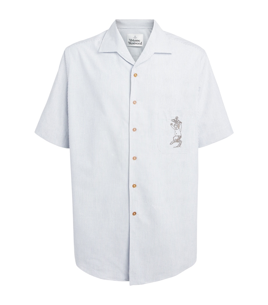 Vivienne Westwood Mens Organic Cotton Stripe Bowling Shirt Ink Stripe Image 1