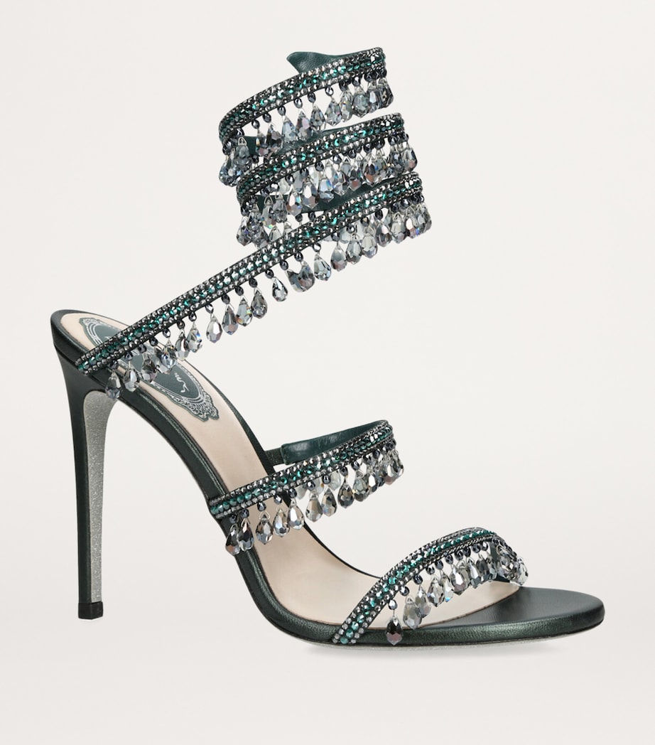 René Caovilla Embellished Chandelier Sandals 105 Teal Image 3