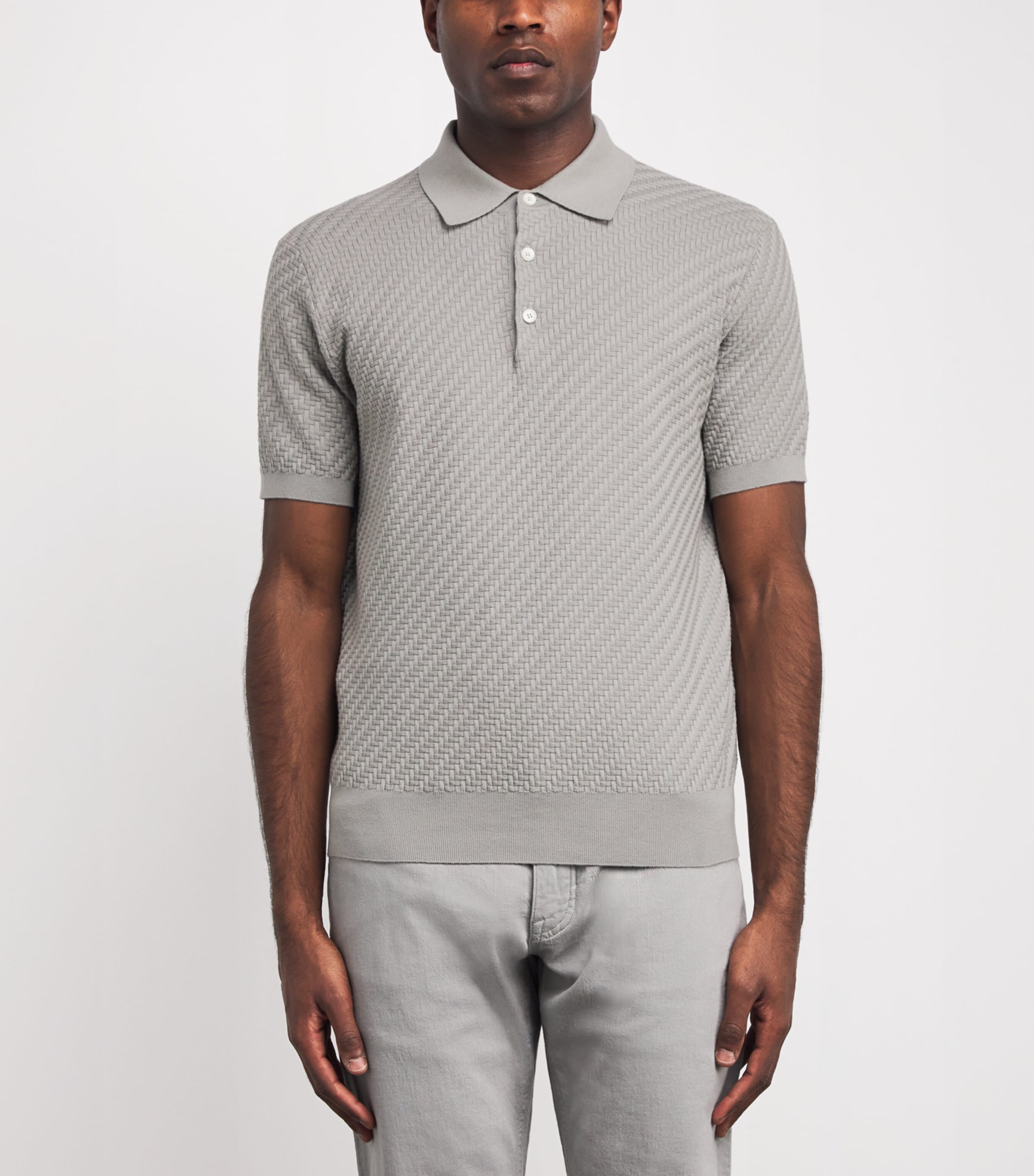 Cotton-Silk-Cashmere Woven Polo Shirt 1500 Image 3