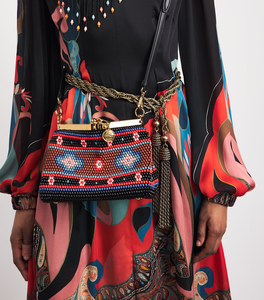 Etro Small Beaded Vela Shoulder Bag Black Image 4