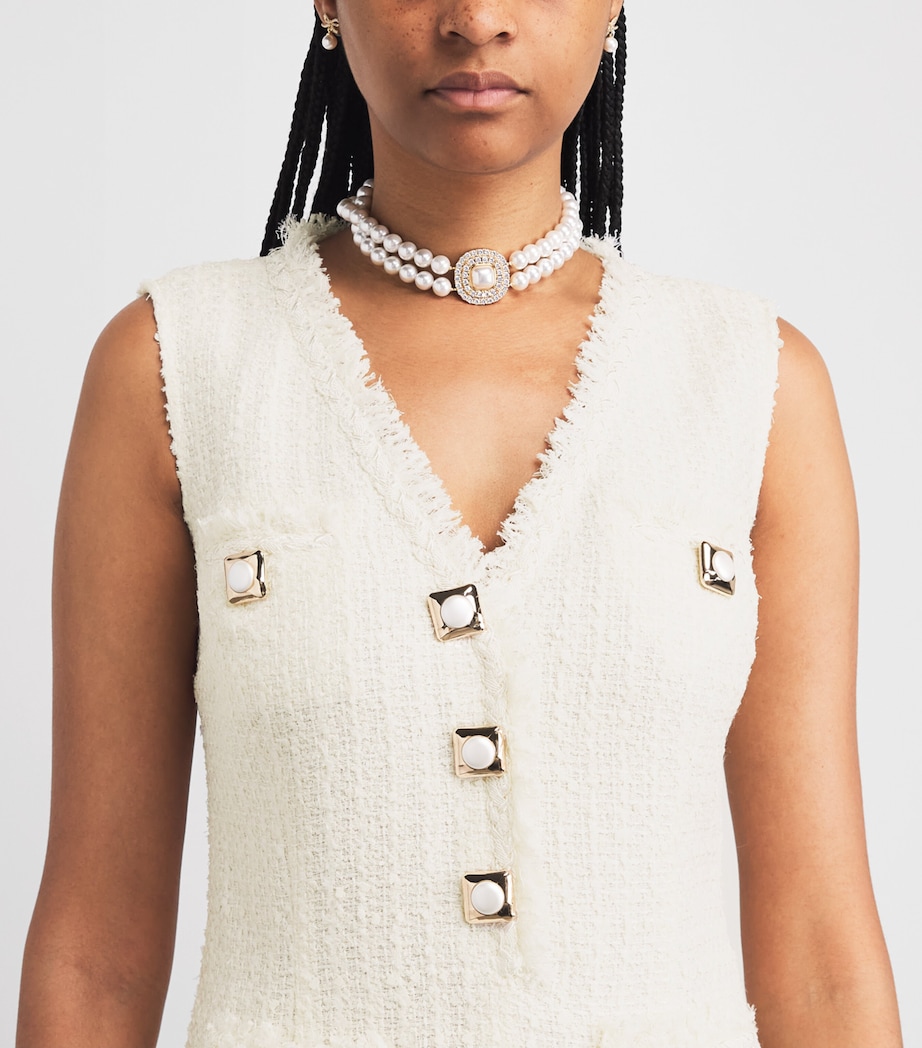 Self-Portrait Womens Bouclé Sleeveless Mini Dress Cream Image 5