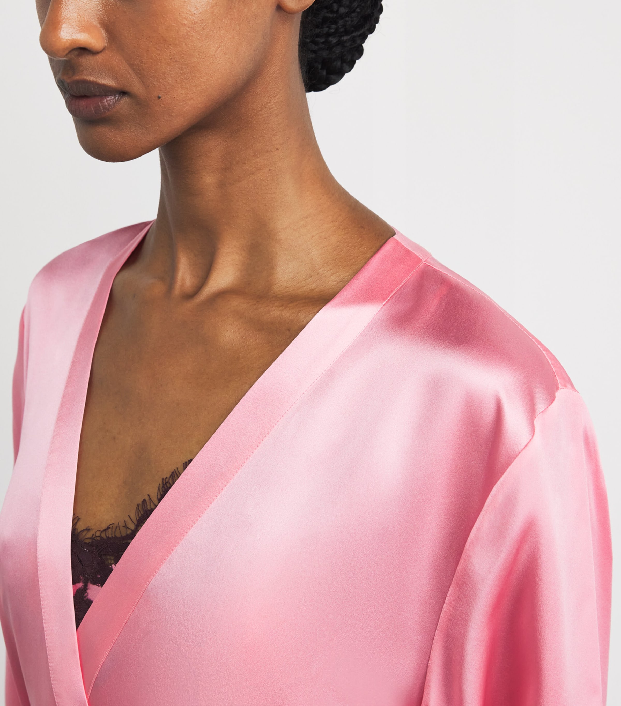 Marjolaine Womens Silk Robe Blush Image 5