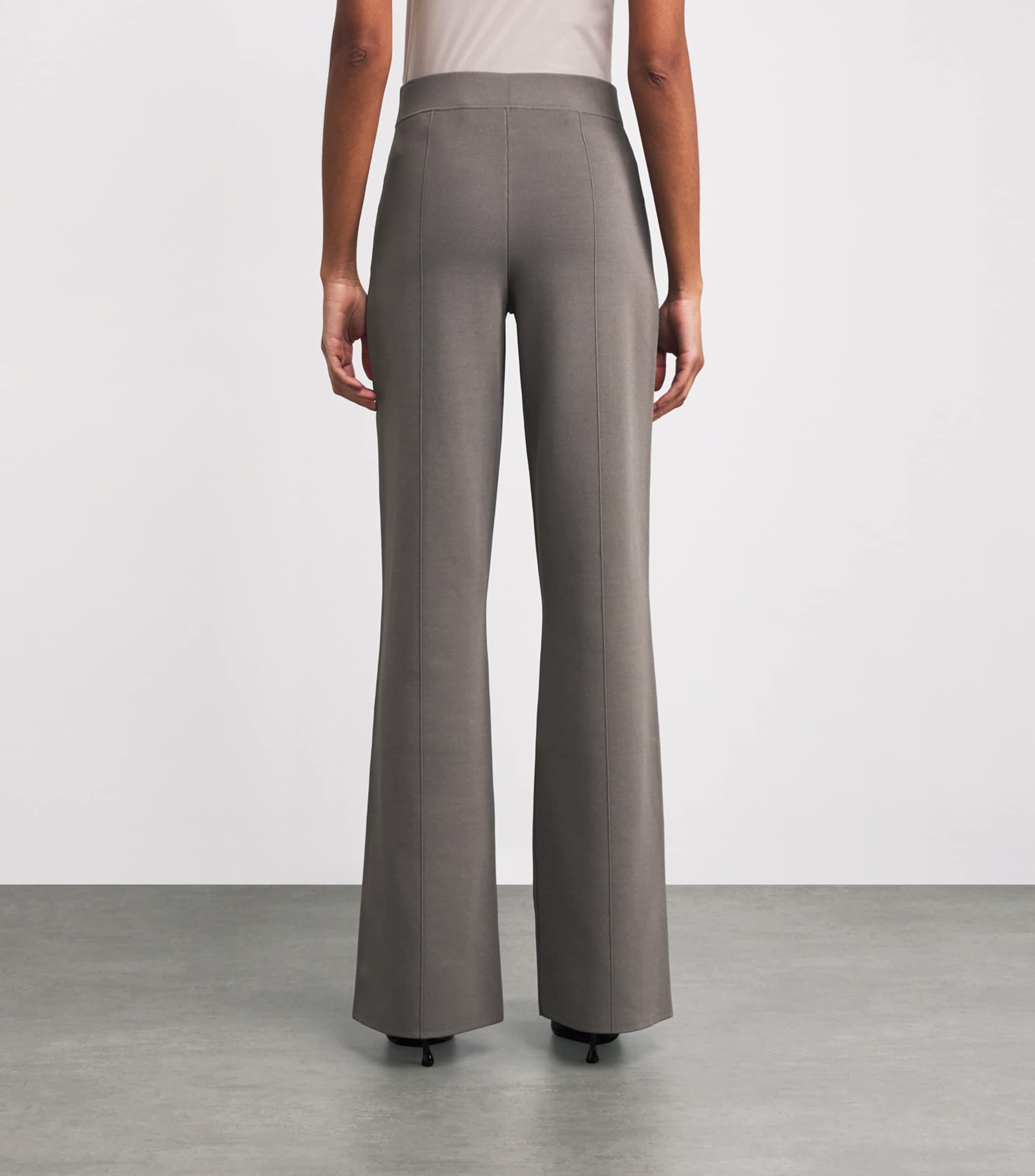 Knitted Milano Flared Trousers MUSHROOM Image 4