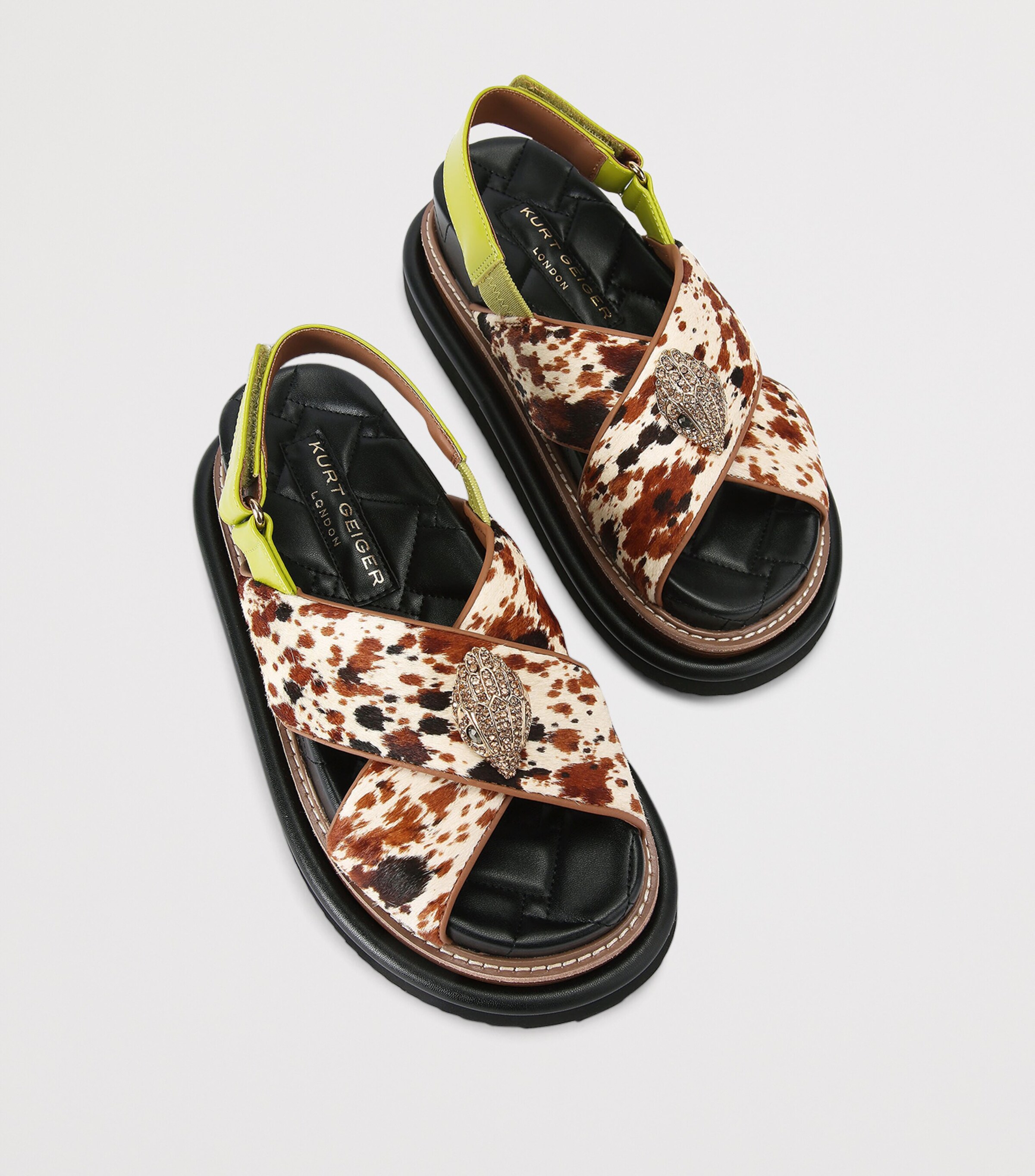 Kurt Geiger London Brown Leather Orson Cross-Strap Sandals