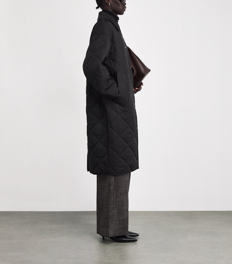 Diamond Quilted Penny Coat BLACK Image 2
