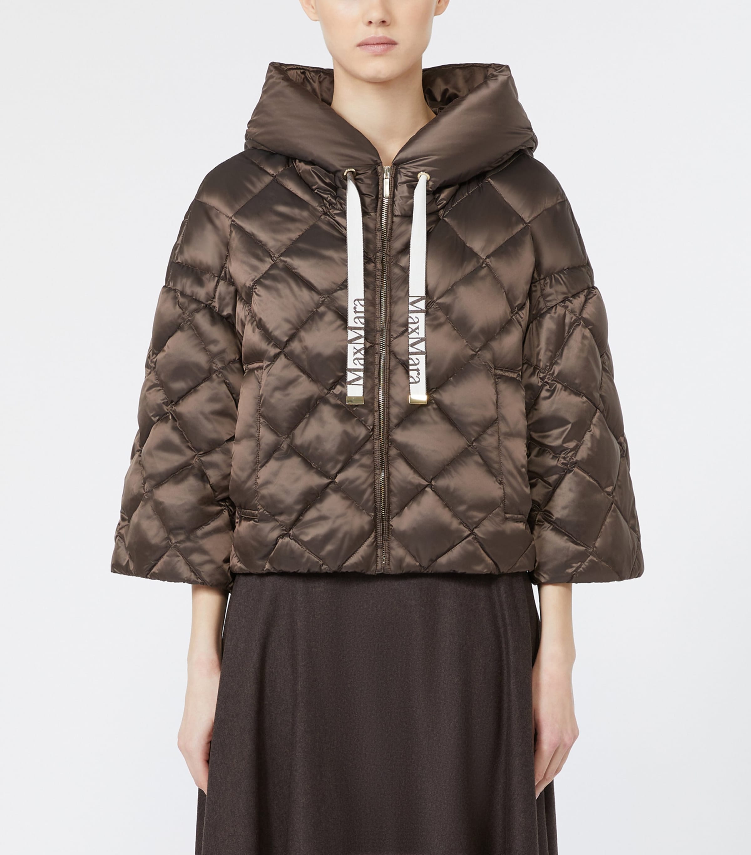 Max Mara Womens Down Quilted Jacket Brown Image 3
