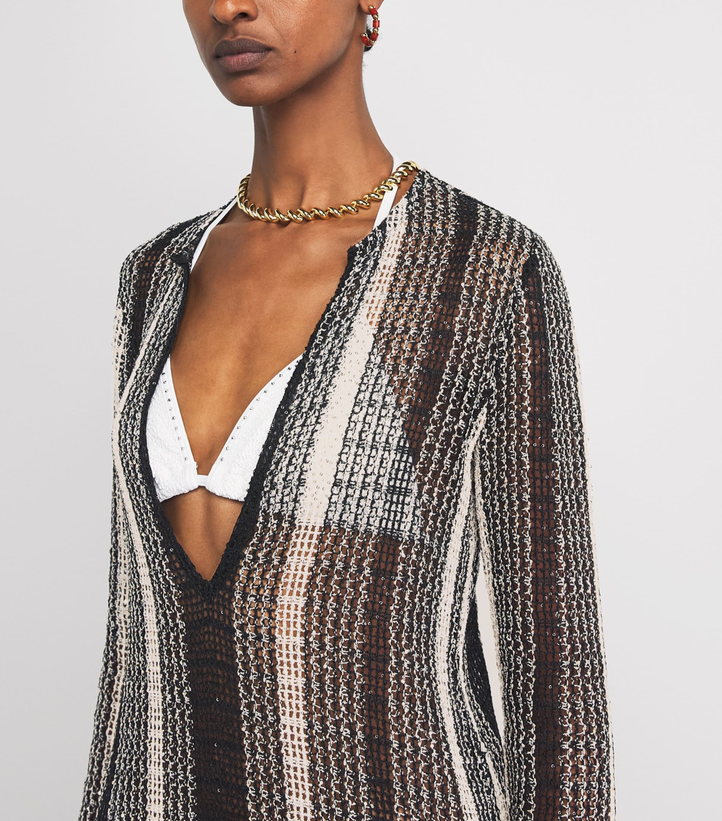 Missoni Womens Knit Stripe Mini Kaftan White/black Image 5