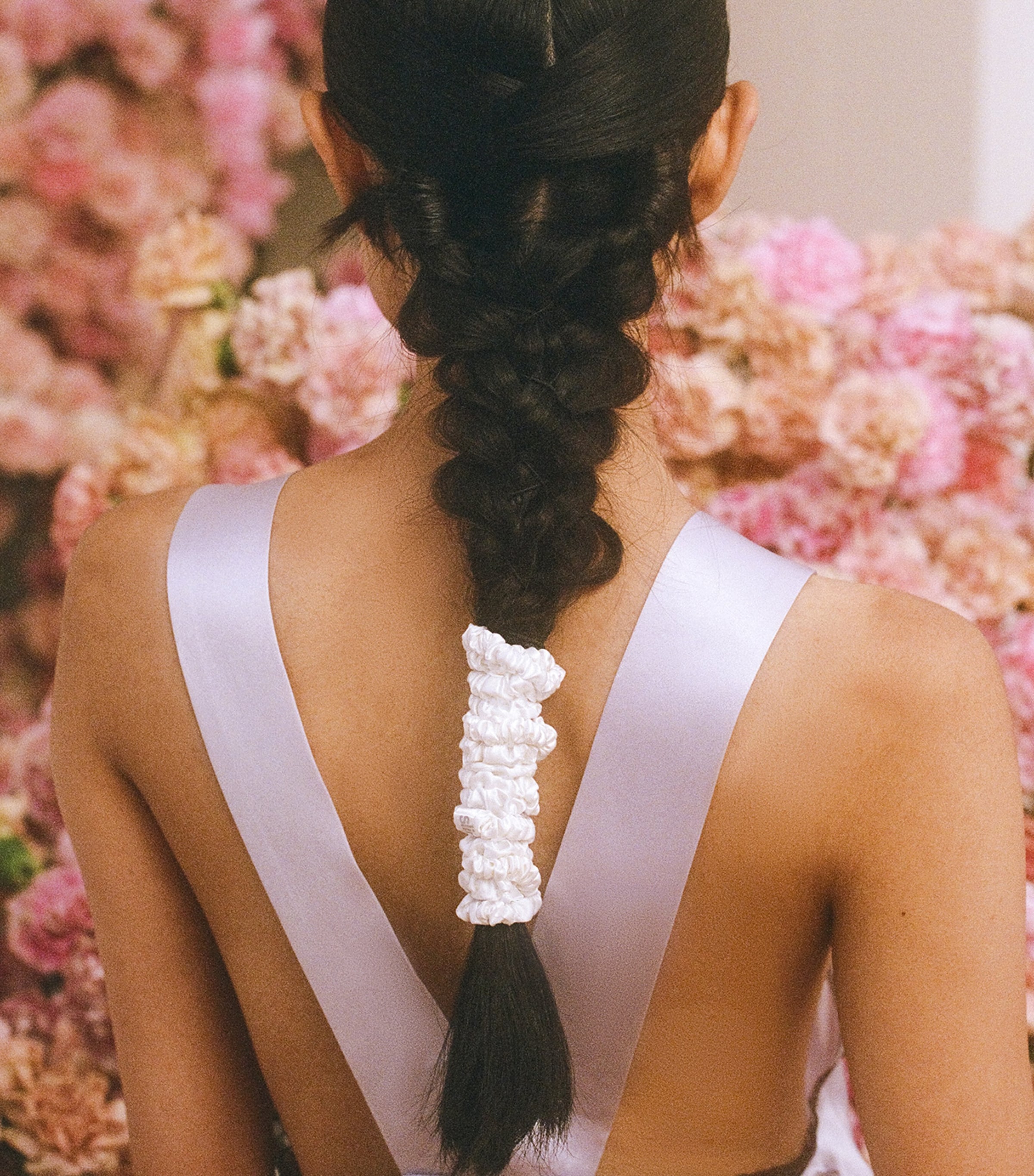 Mulberry Silk Skinny Scrunchies (Set of 4) WHITE Image 3