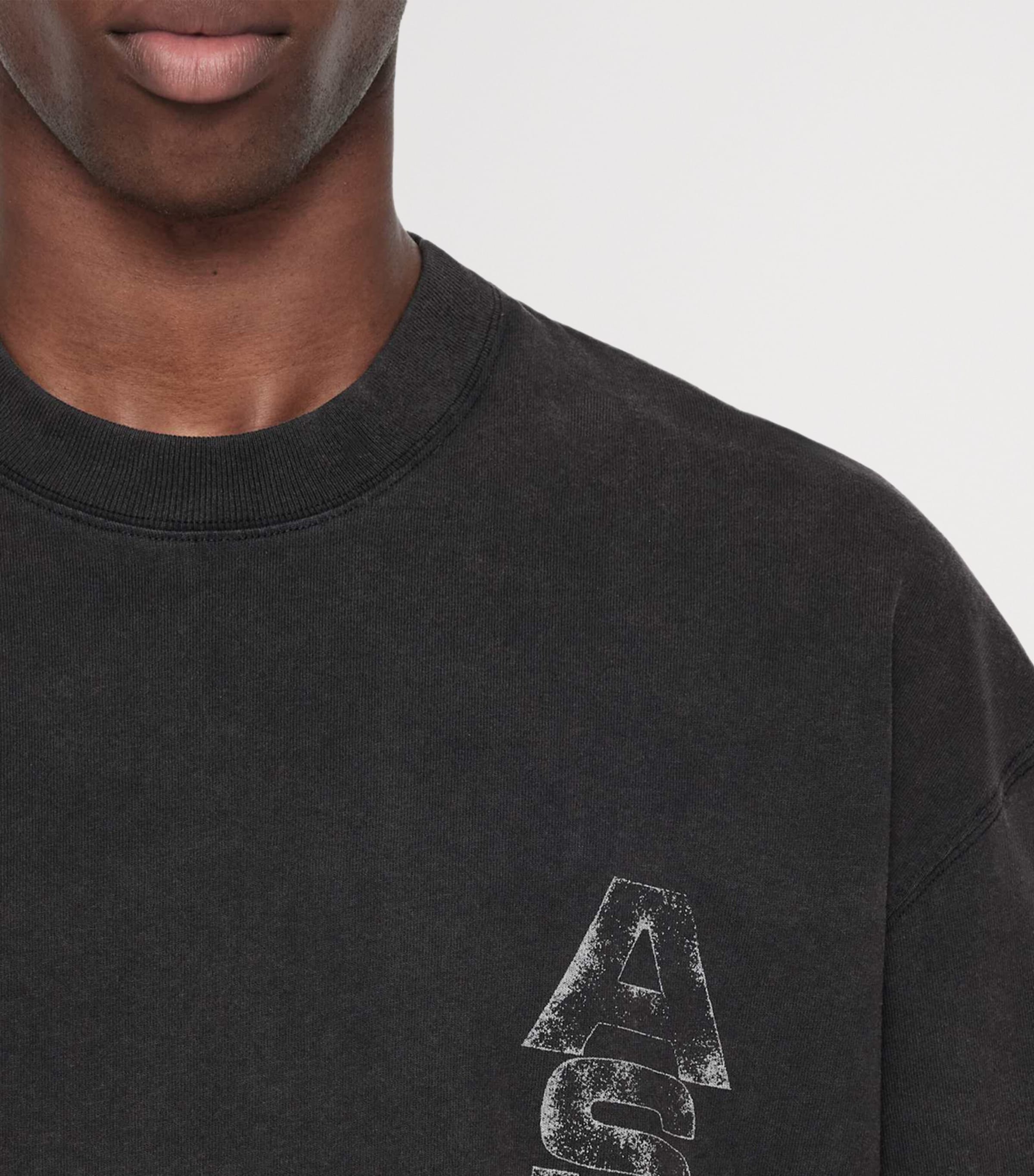 AllSaints Mens Organic Cotton Roller T-Shirt Washed Black Image 4