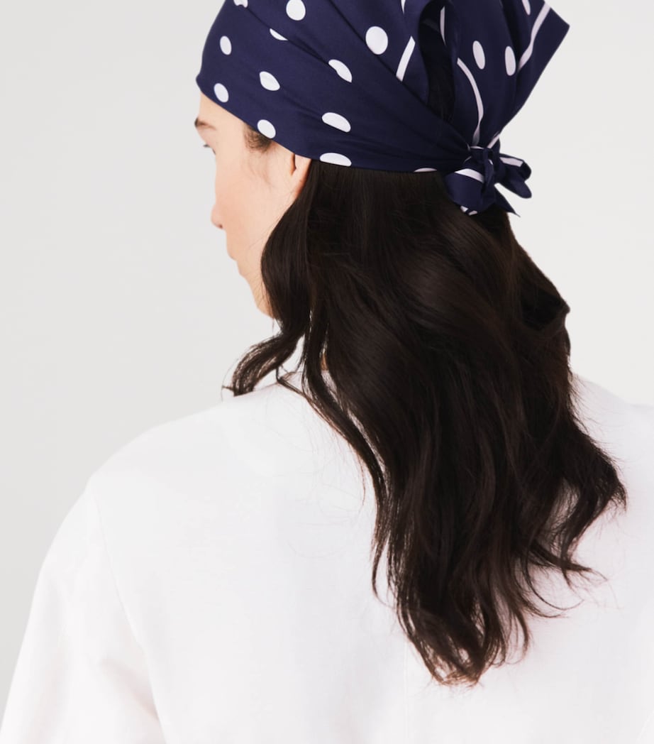 Maje Silk Polka-Dot Scarf Navy Dots Print Image 8