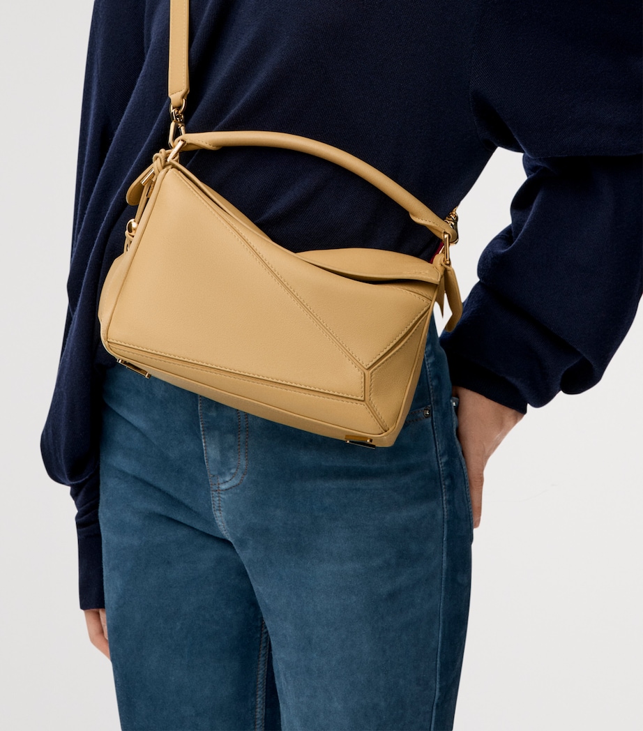 LOEWE Small Leather Featherlight Puzzle Top-Handle Bag Yellow Image 14