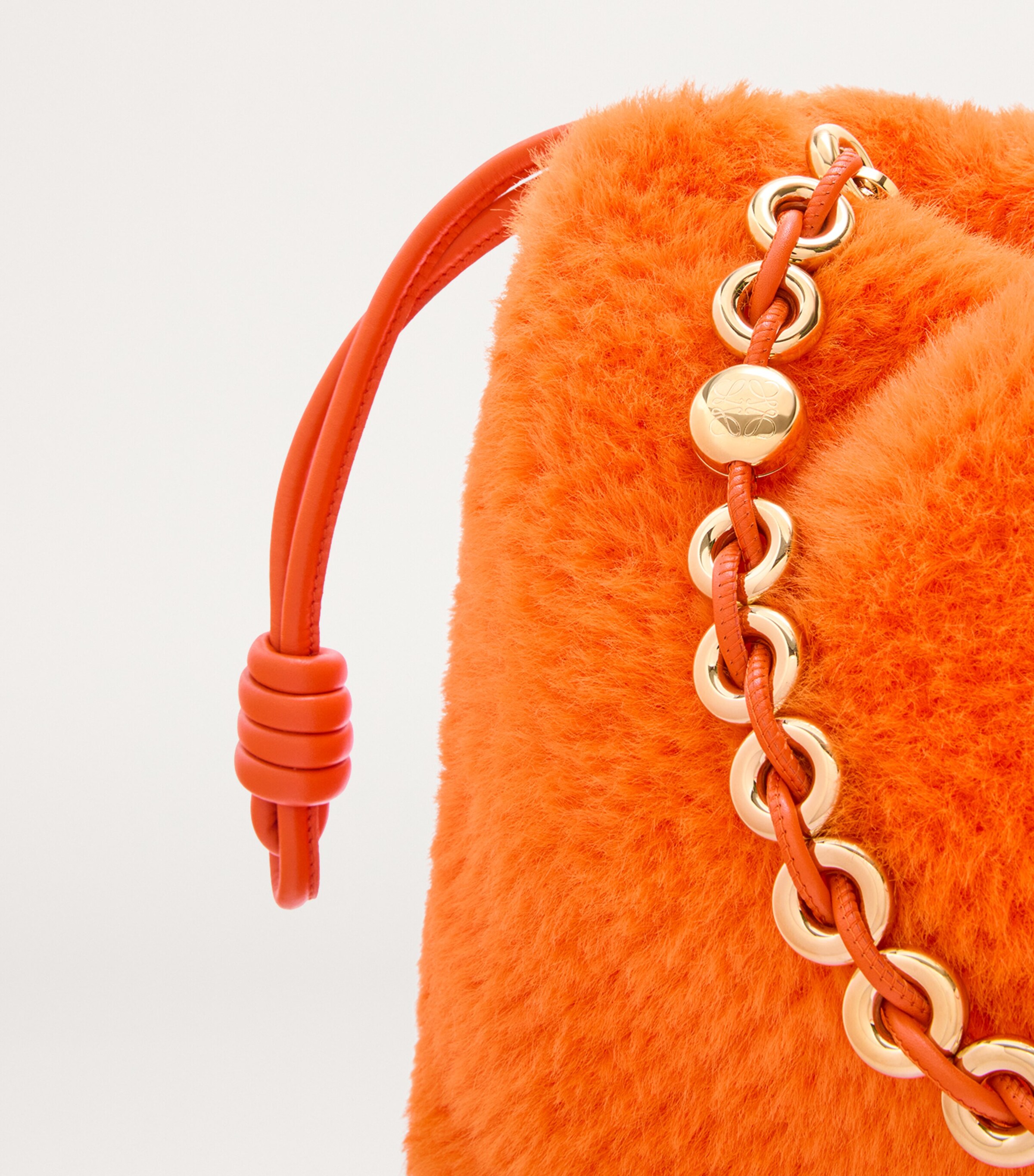 LOEWE Large Fluffy Flamenco Clutch Bag Vivid Orange Image 9