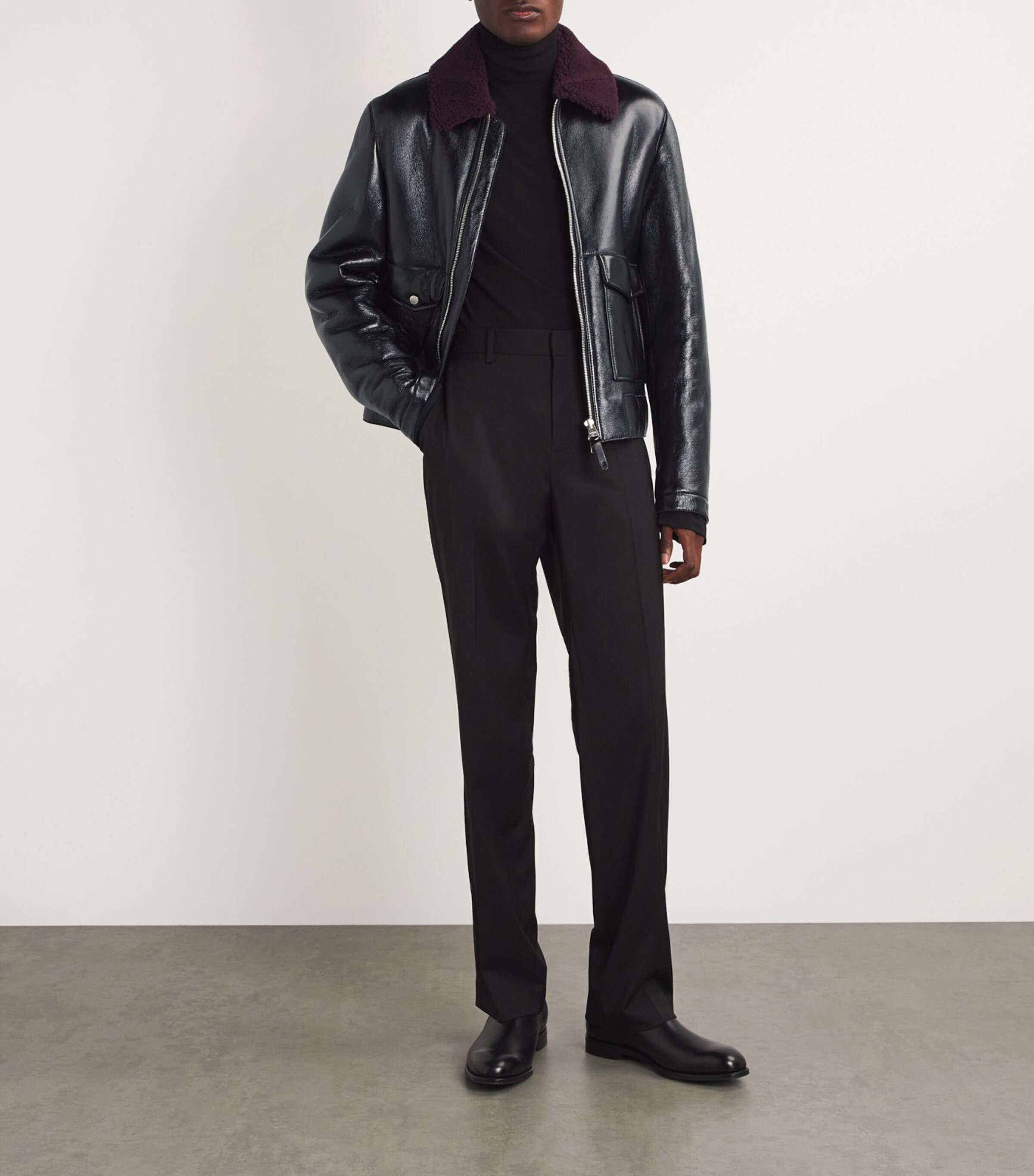 Sheepskin Enzo Jacket BLACK-GARNET Image 2
