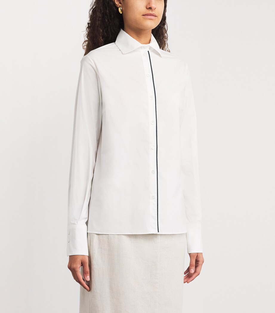 Cotton-Blend Piped Shirt BIANCO Image 3